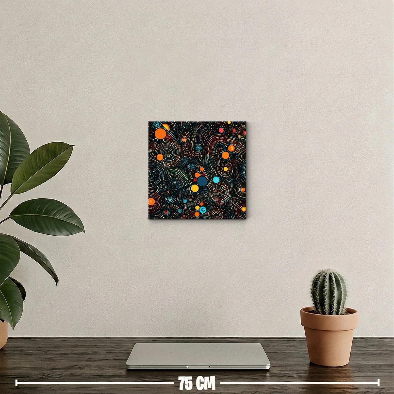 Cuadro abstracto en espirales con puntos vibrantes — miniatura 2