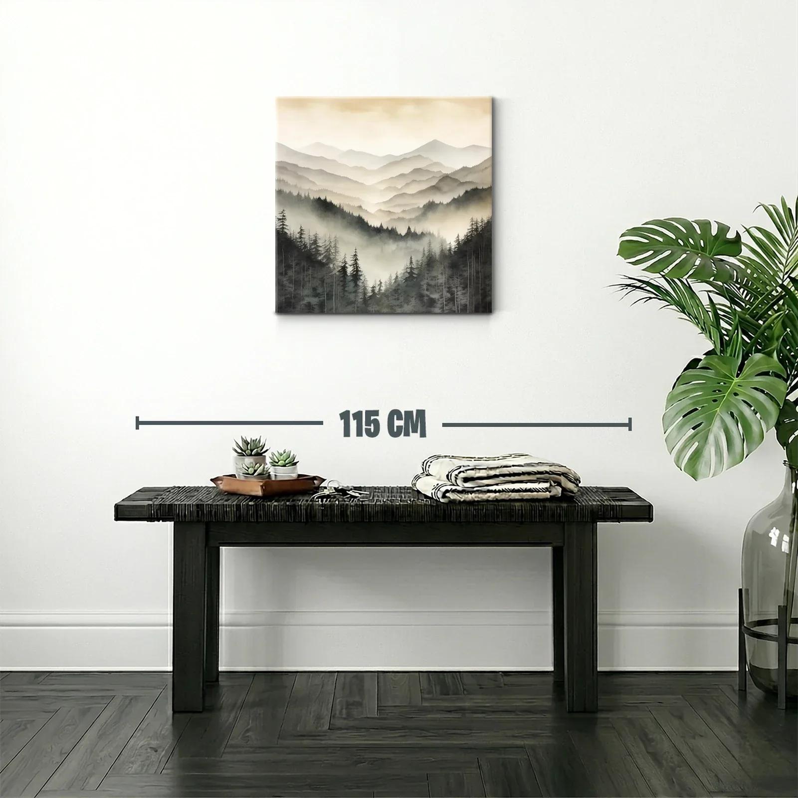 Paisaje de Montañas y Bosques con Niebla Suave y Tranquila — miniatura 2