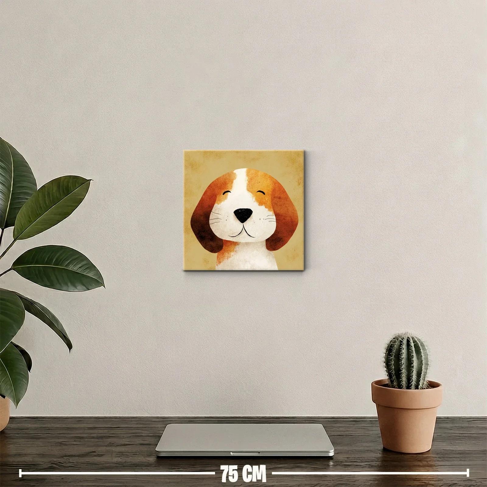 Cuadro decorativo perro sonriente con tonos cálidos — miniatura 2