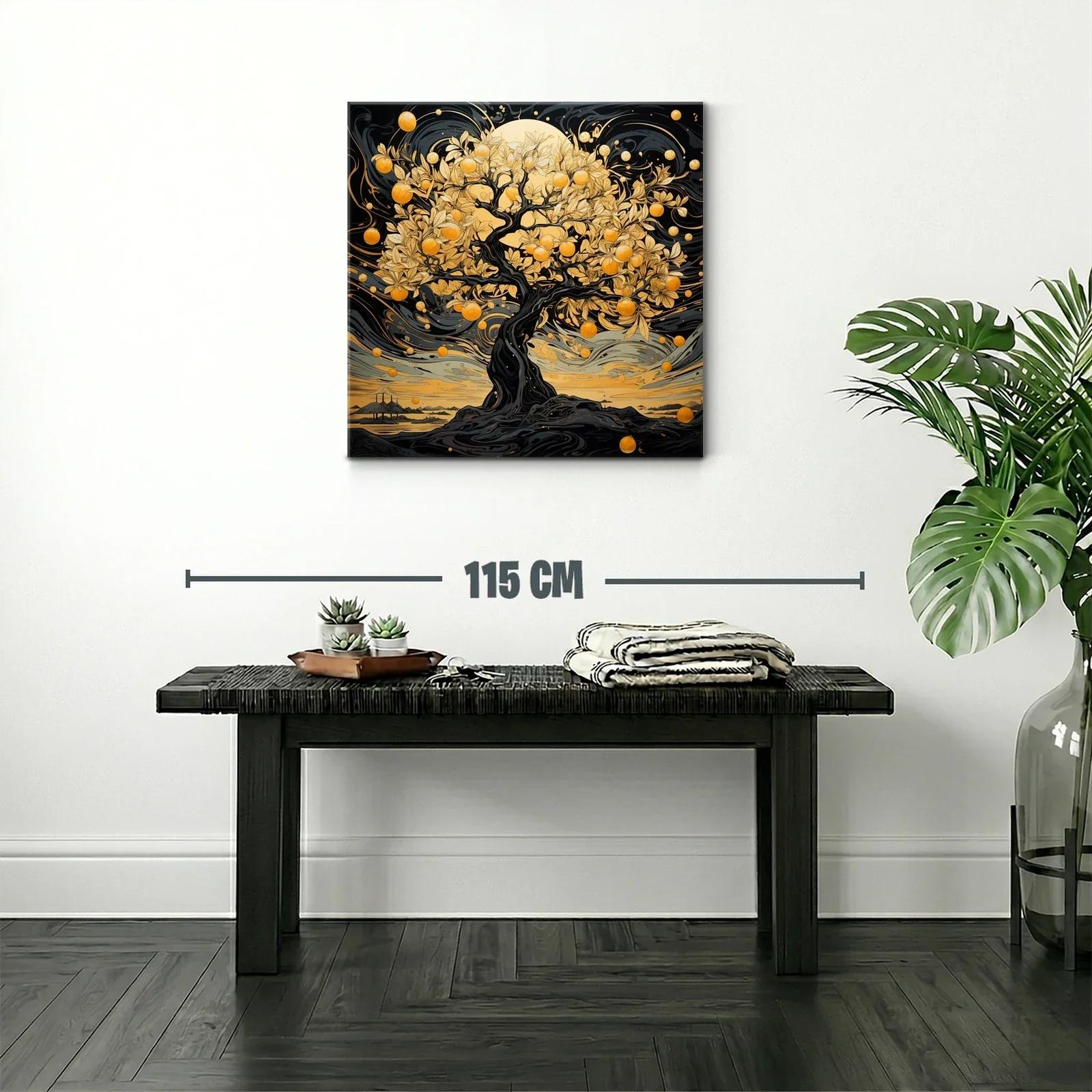 Árbol dorado brillante con frutos en paisaje onírico — miniatura 2
