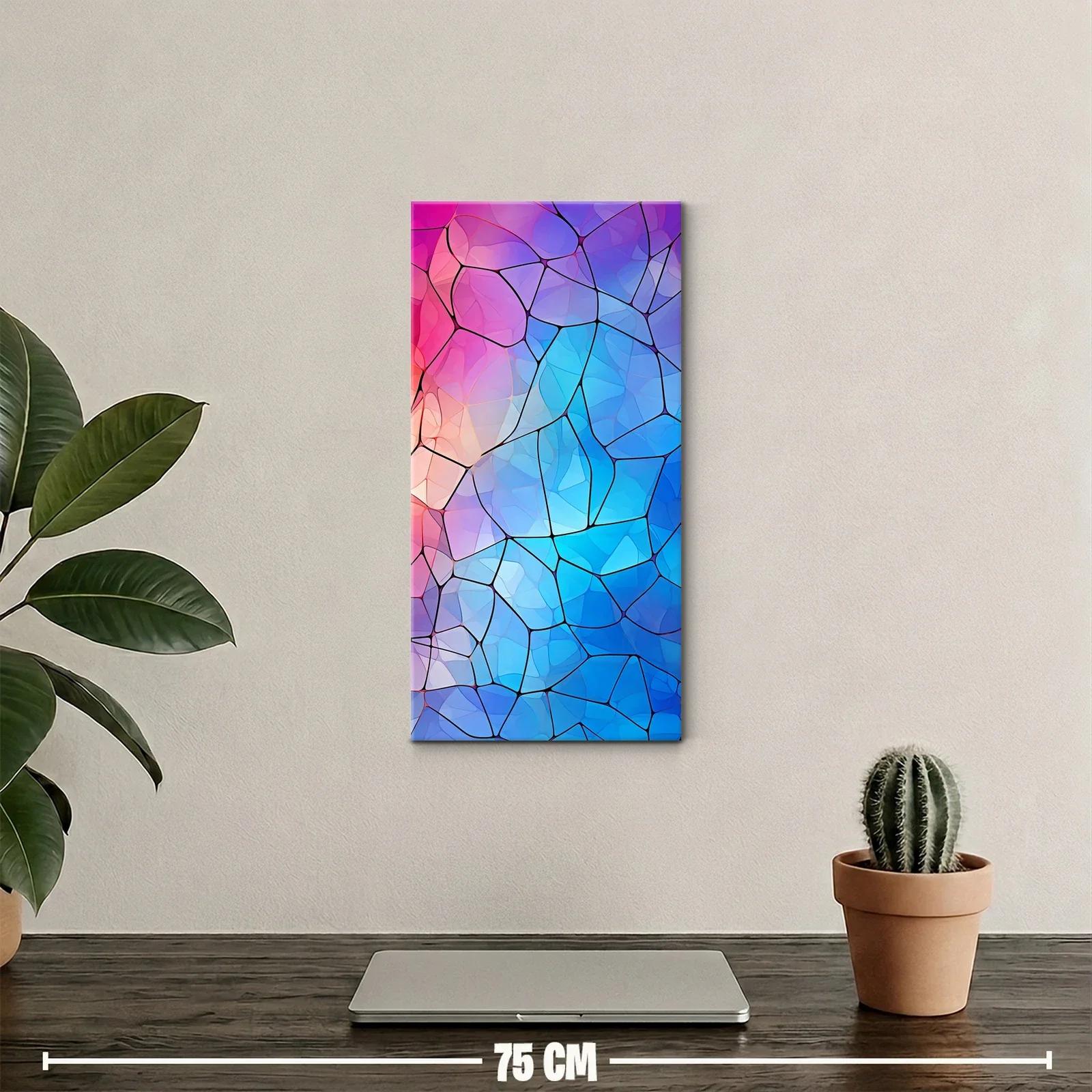 Cuadro vidriera abstracta en tonos azules y rosas — miniatura 2