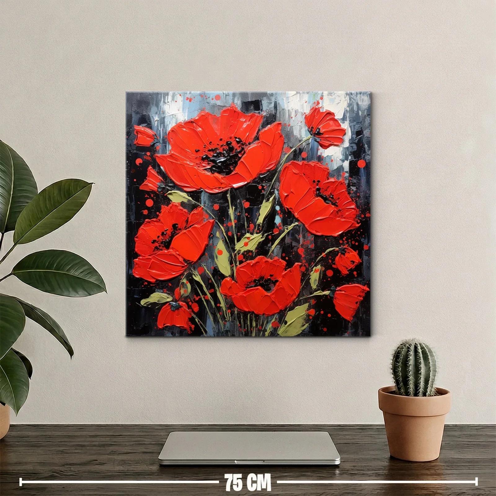 Flores rojas vibrantes sobre fondo oscuro y contrastante — miniatura 2