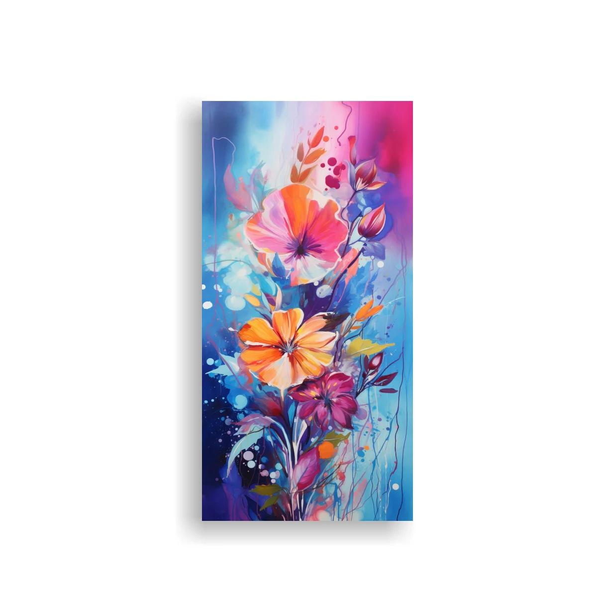 Cuadro flores tropicales de colores con salpicaduras luminosas — imagen principal