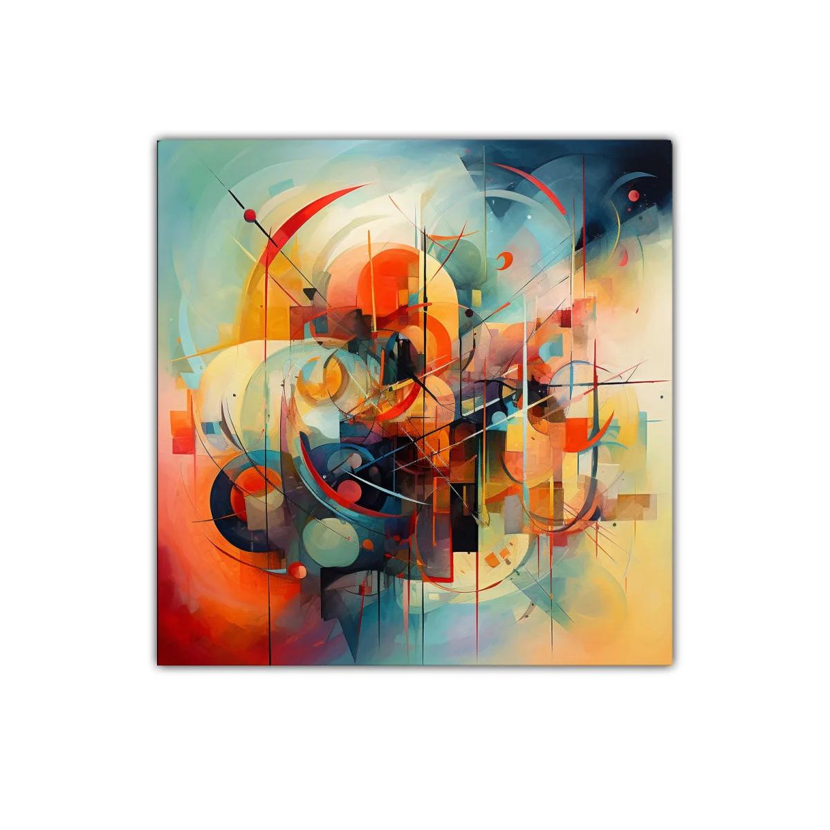 Cuadro abstracto con formas geométricas y colores vibrantes — miniatura 1