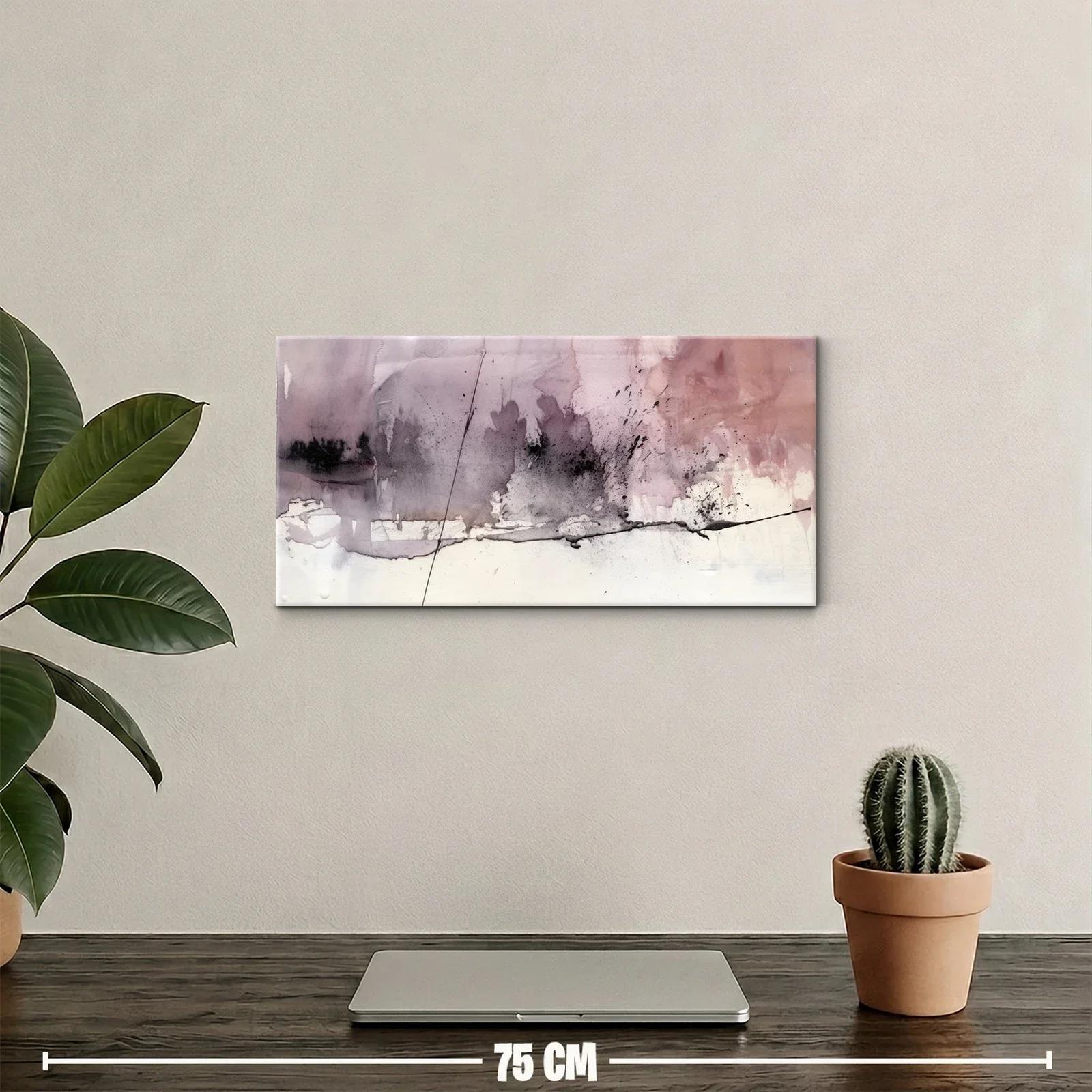 Cuadro paisaje abstracto en acuarela con línea de horizonte — miniatura 2