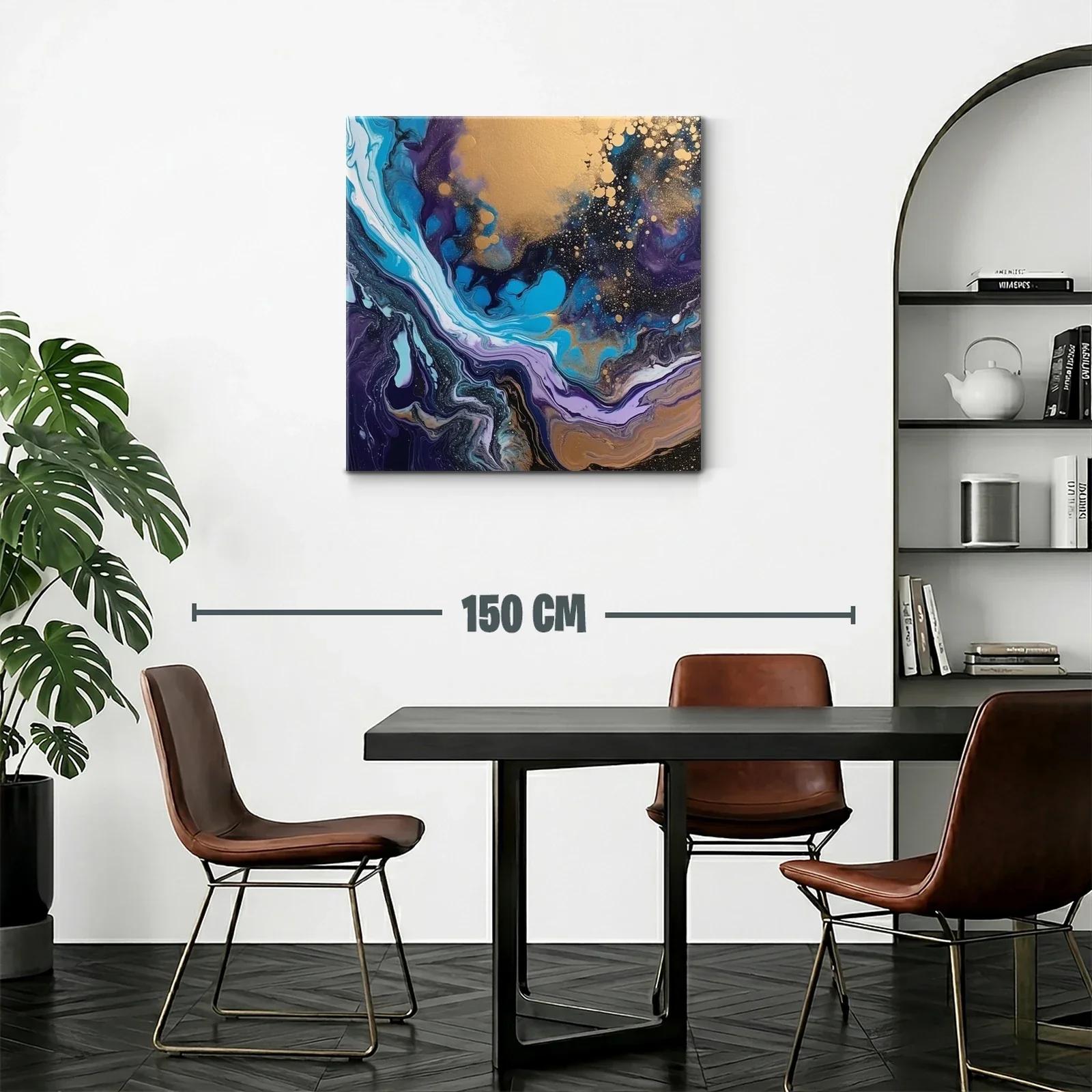 Composición abstracta en tonos azulados y dorados vibrantes — miniatura 2