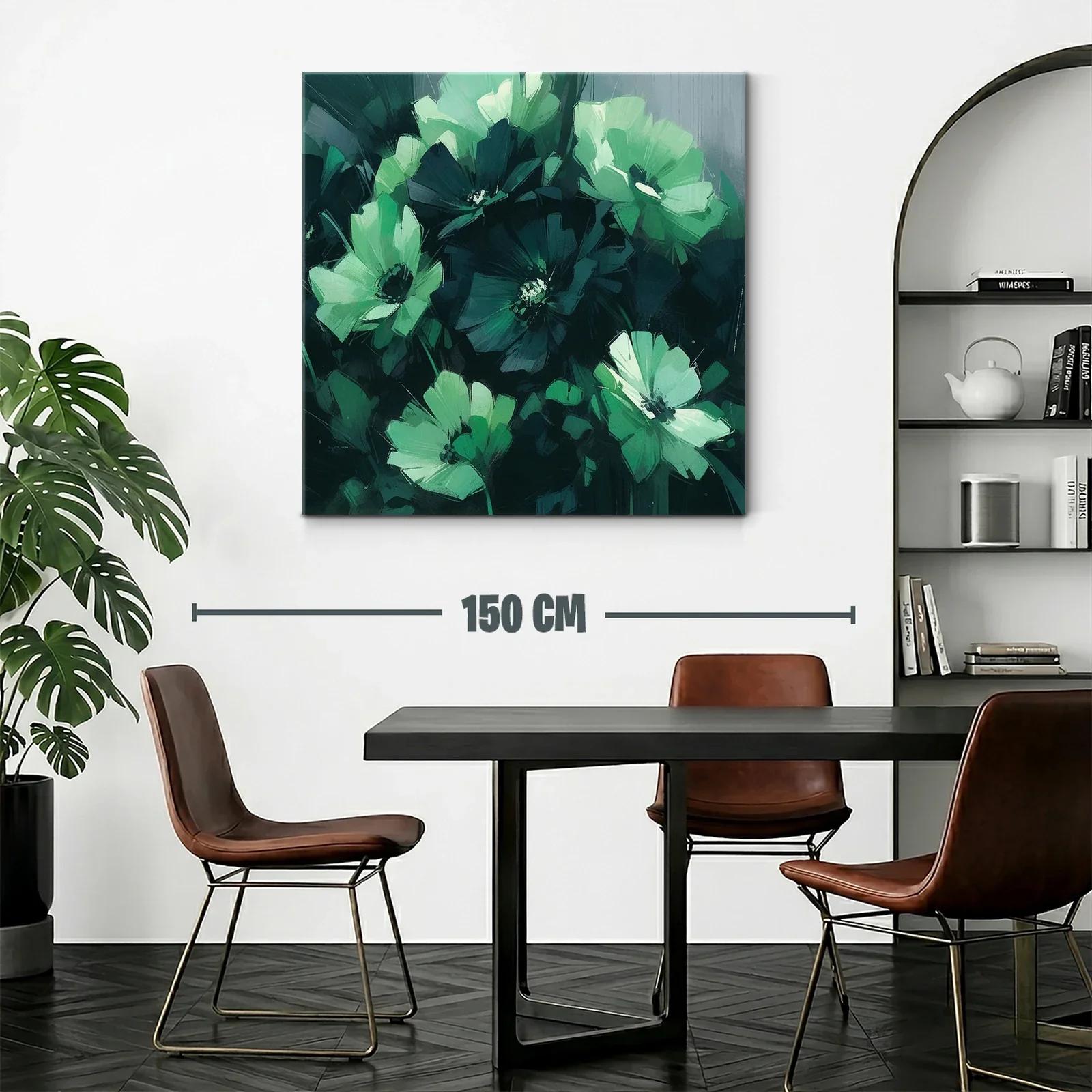 Cuadro floral en tonos verdes y azules oscuros — miniatura 2