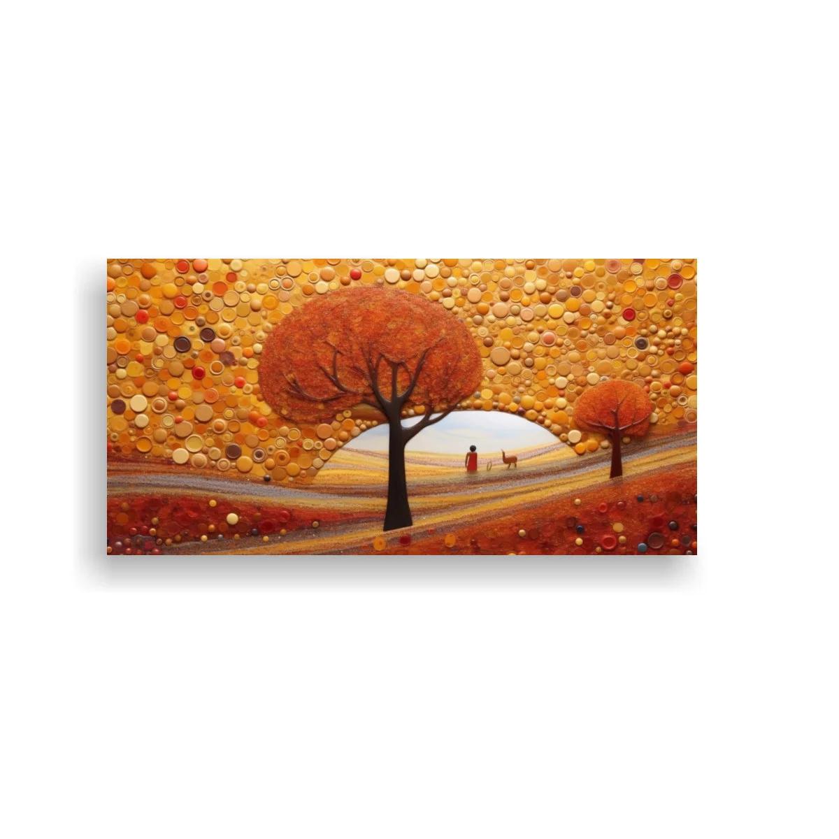 Cuadro árbol otoñal con franjas de tierra curvas — imagen principal