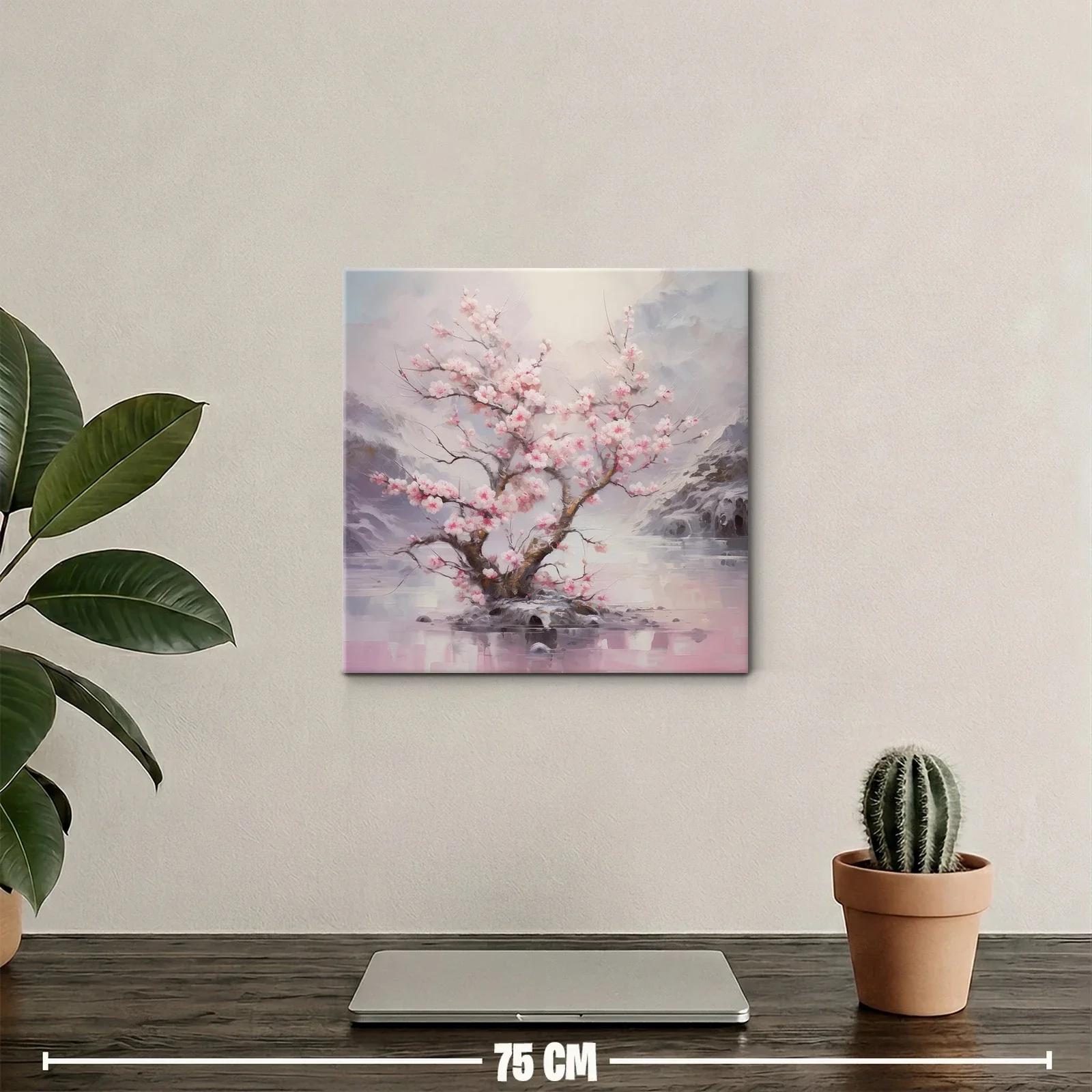 Elegancia y serenidad en flor de cerezo sobre agua tranquila — miniatura 2