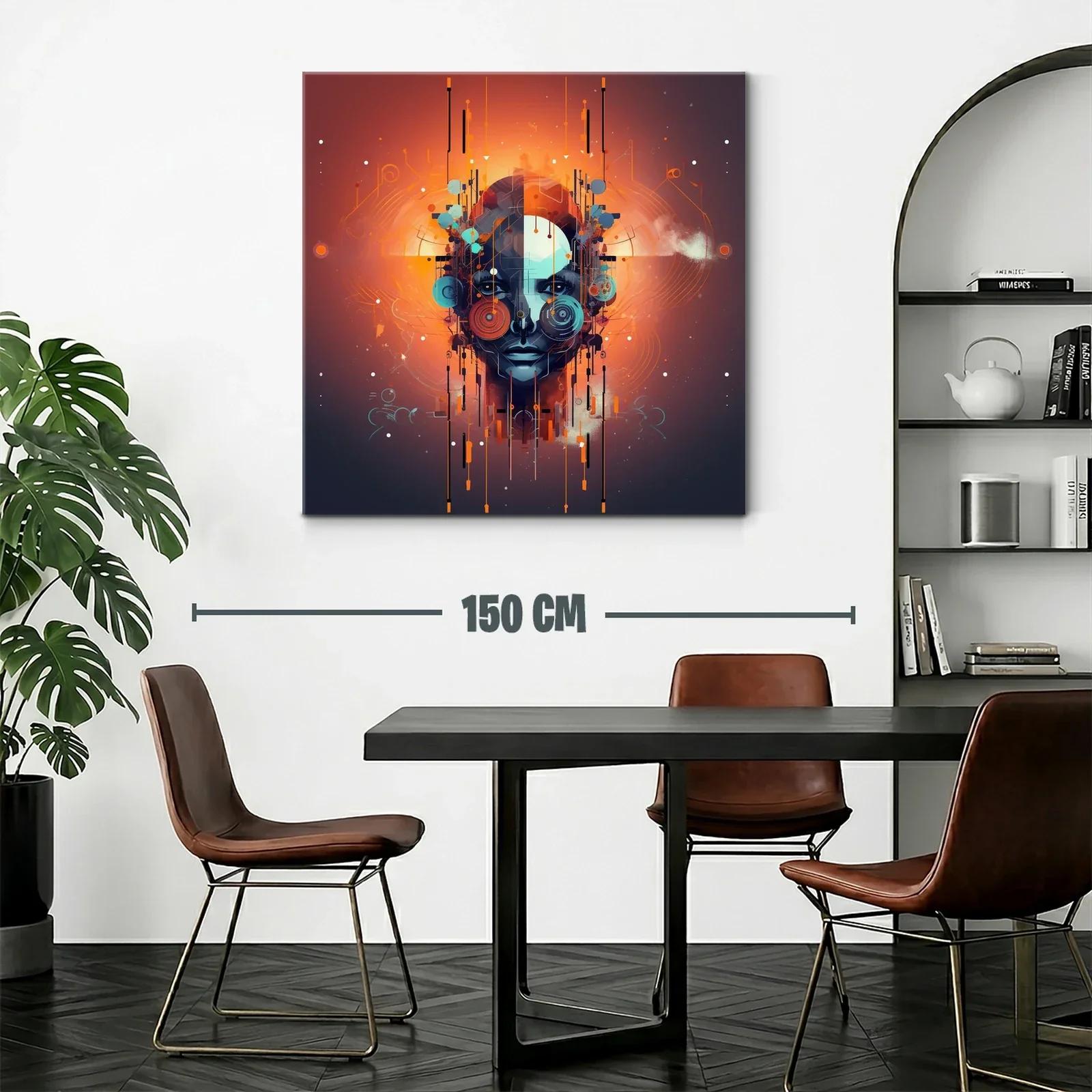 Rostro futurista con vibrantes tonalidades naranjas y azules — miniatura 2