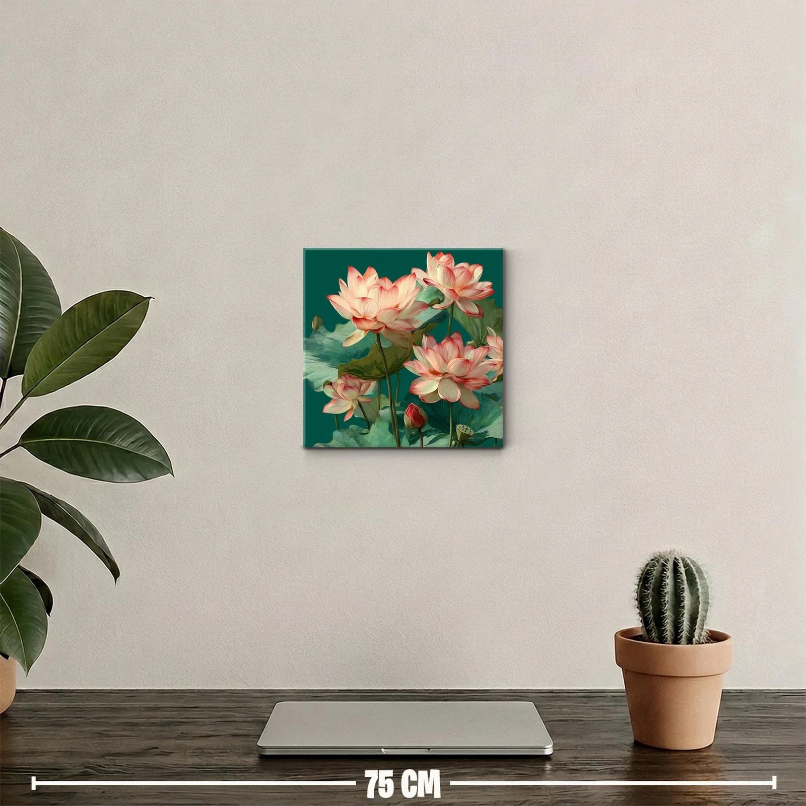 Flores de loto en tonos suaves sobre fondo verde — miniatura 2