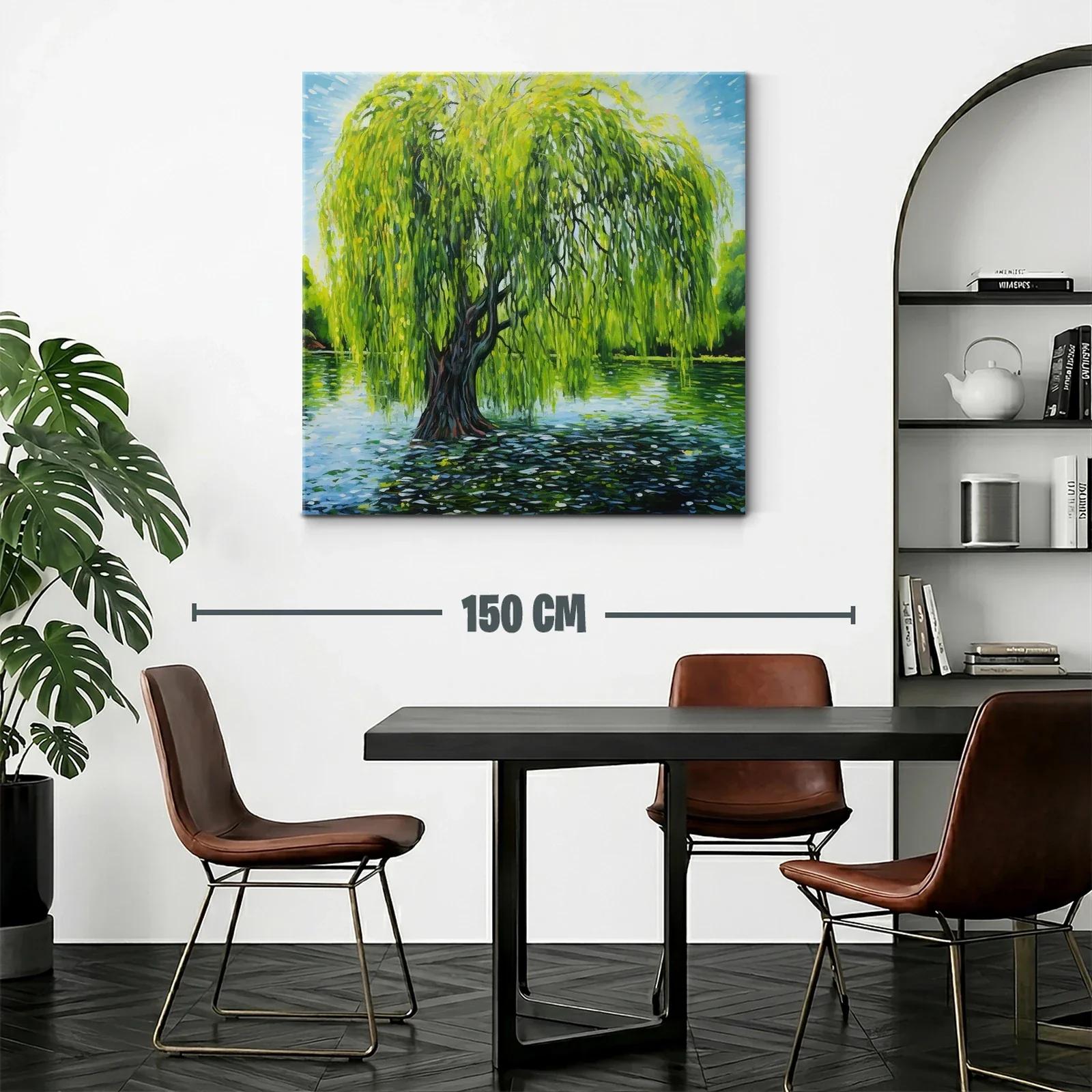 Árbol de sauce sobre el agua con luz vibrante — miniatura 2