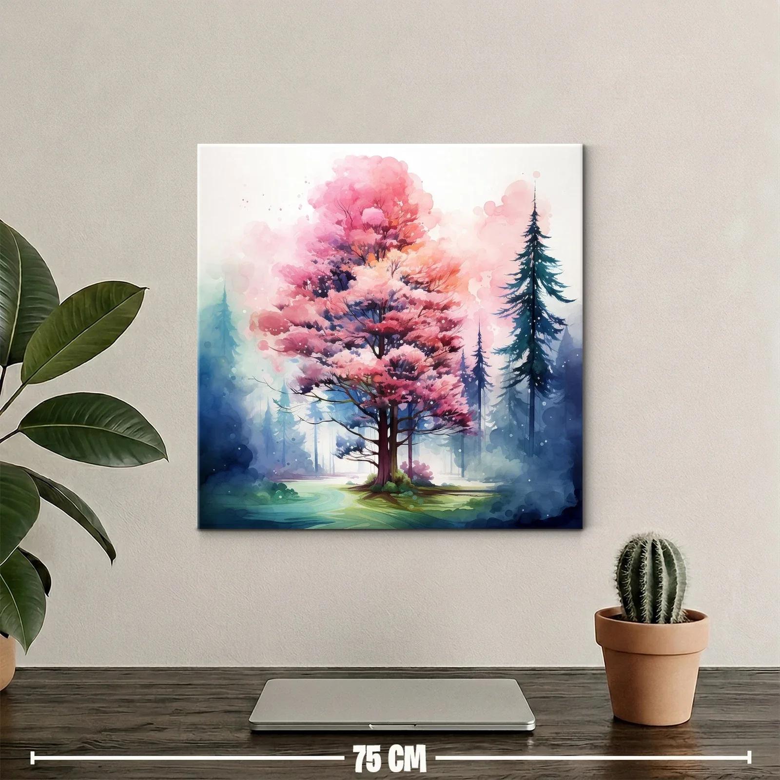 Árbol rosa en bosque mágico con tonos suaves y vibrantes — miniatura 2