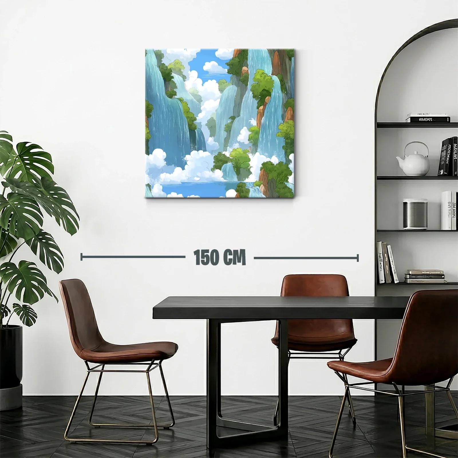 Paisaje de cascadas entre nubes y vegetación frondosa — miniatura 2