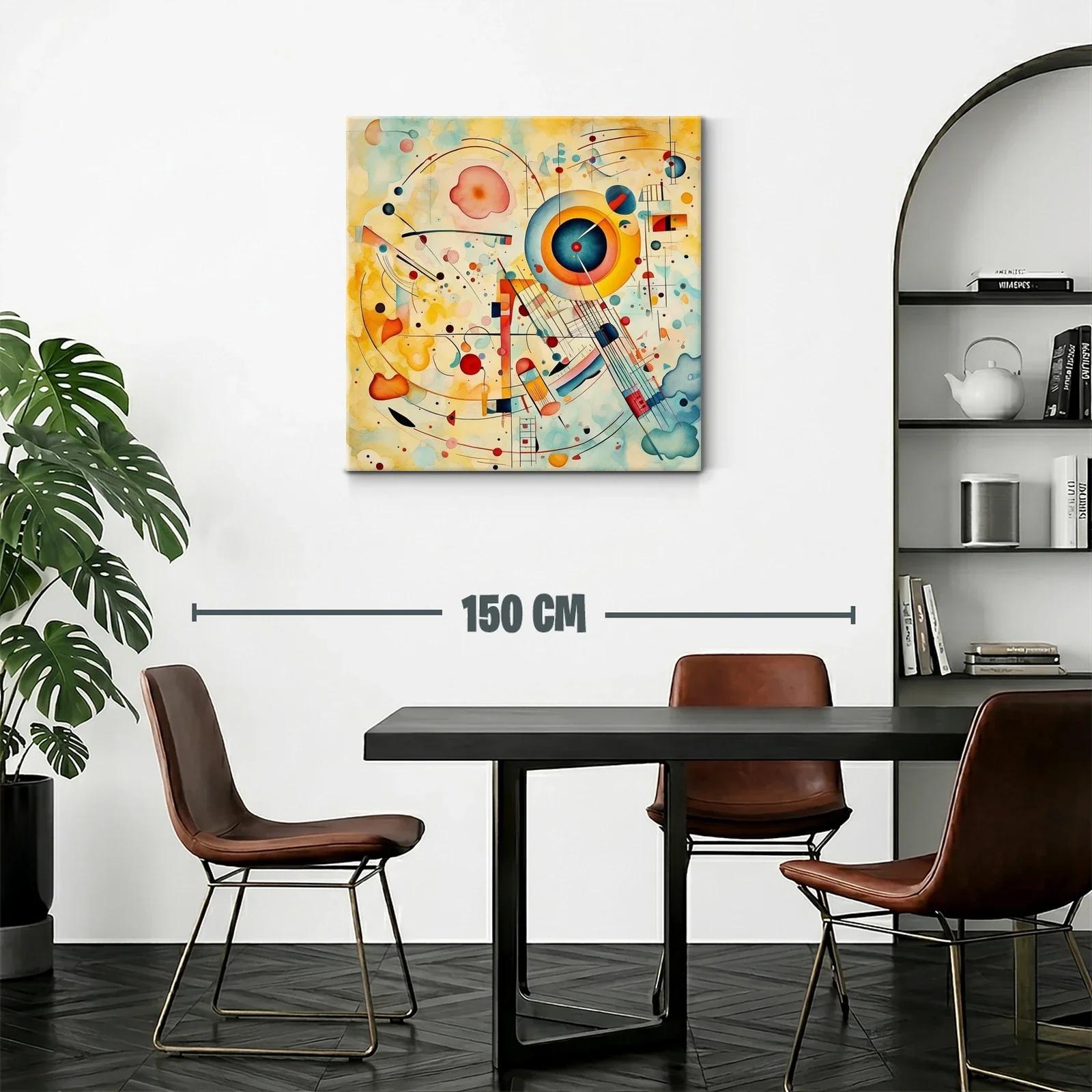 Cuadro abstracto con formas circulares y líneas dinámicas — miniatura 2