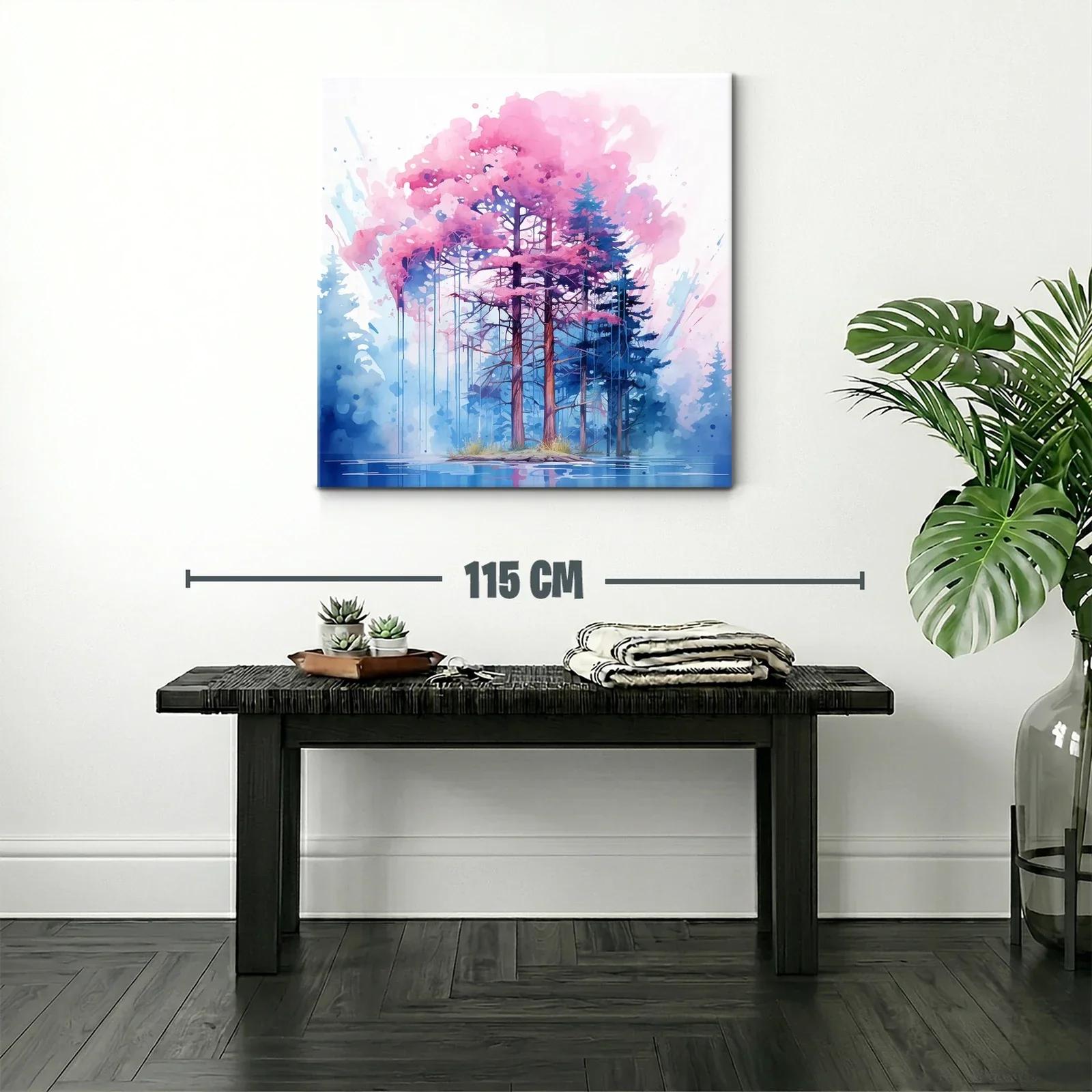 Bosque mágico con árboles en tonos rosa y azul — miniatura 2
