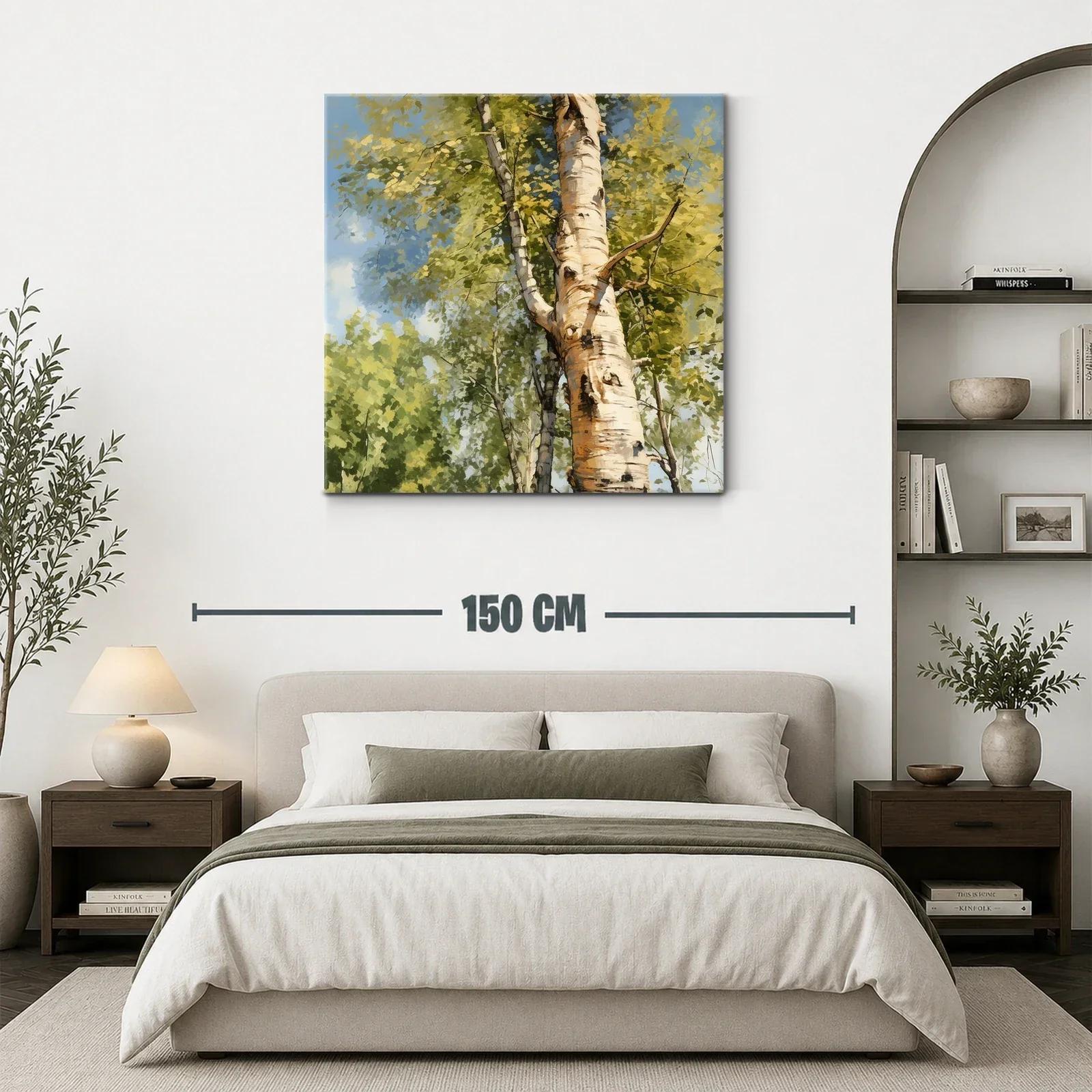 Árbol de abedul con follaje en tonos verdes y cielo azul — miniatura 3