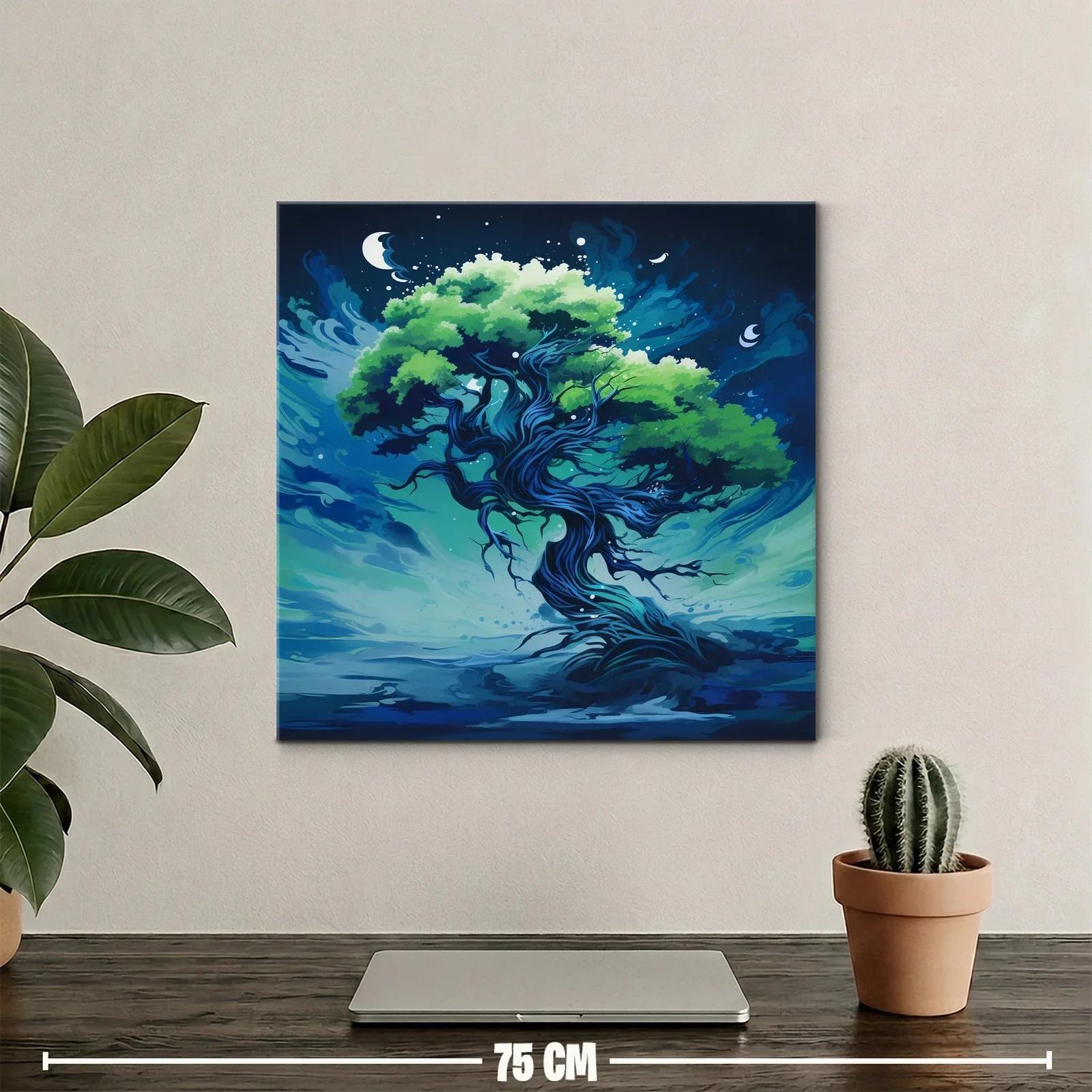 Árbol fantástico con tonos azulados y verdes vibrantes — miniatura 2