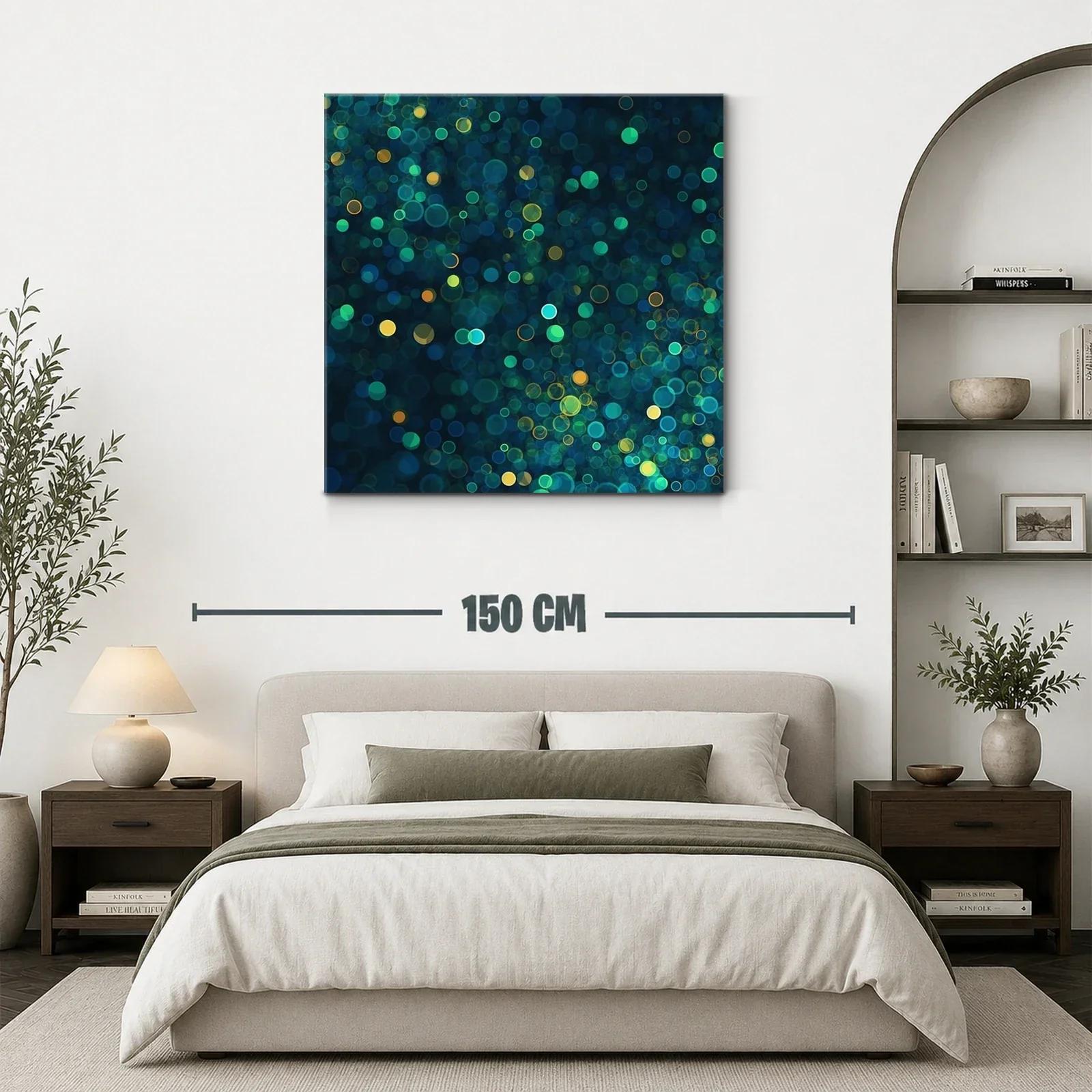 Cuadro abstracto con luces difusas en tonos verdes y azules — miniatura 3