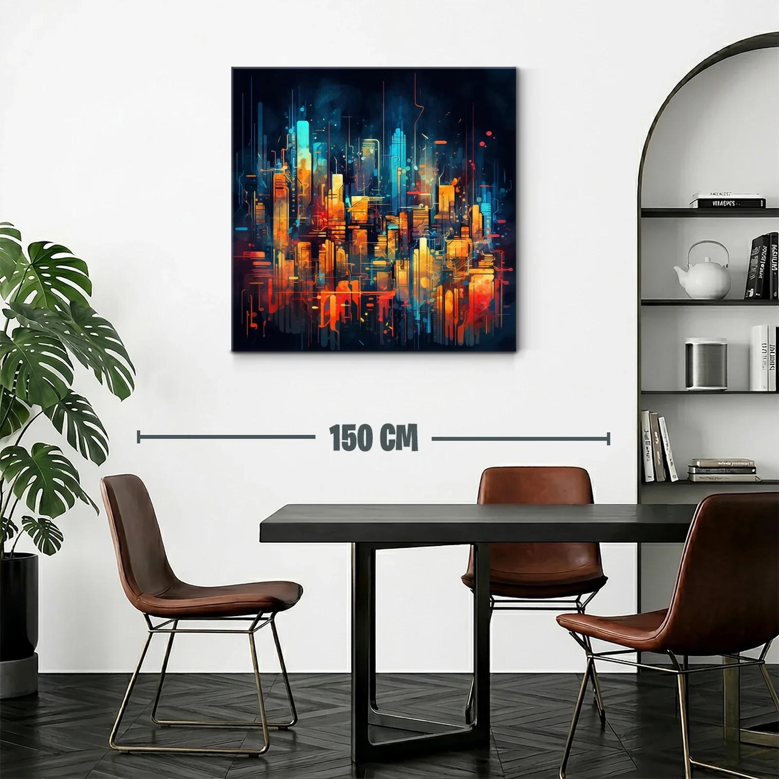Ciudad futurista vibrante con luces cálidas y frías — miniatura 2