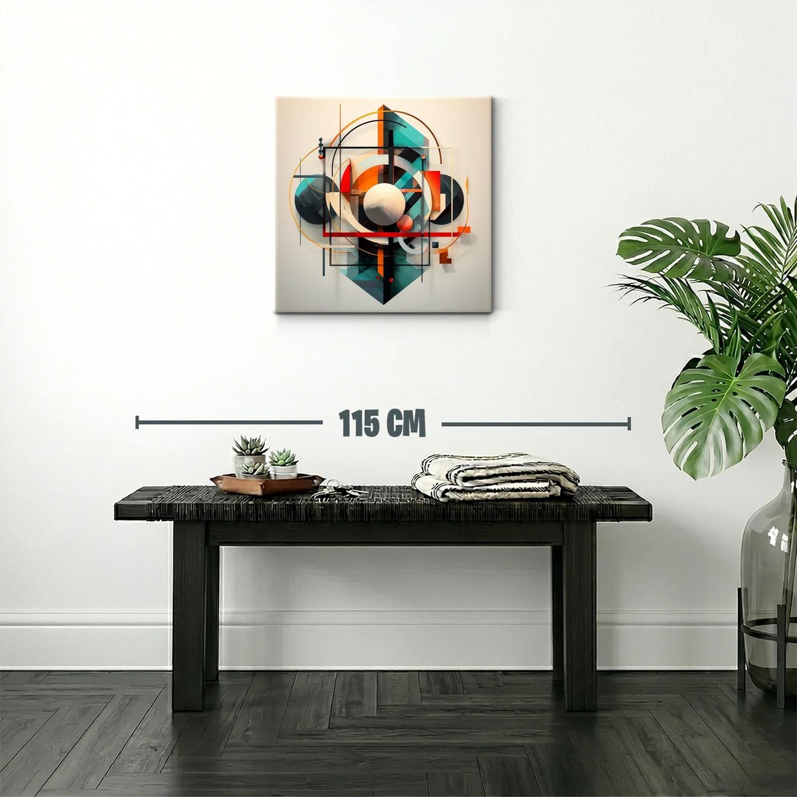 Composición Abstracta Geométrica en Tonos Cálidos y Fríos — miniatura 2