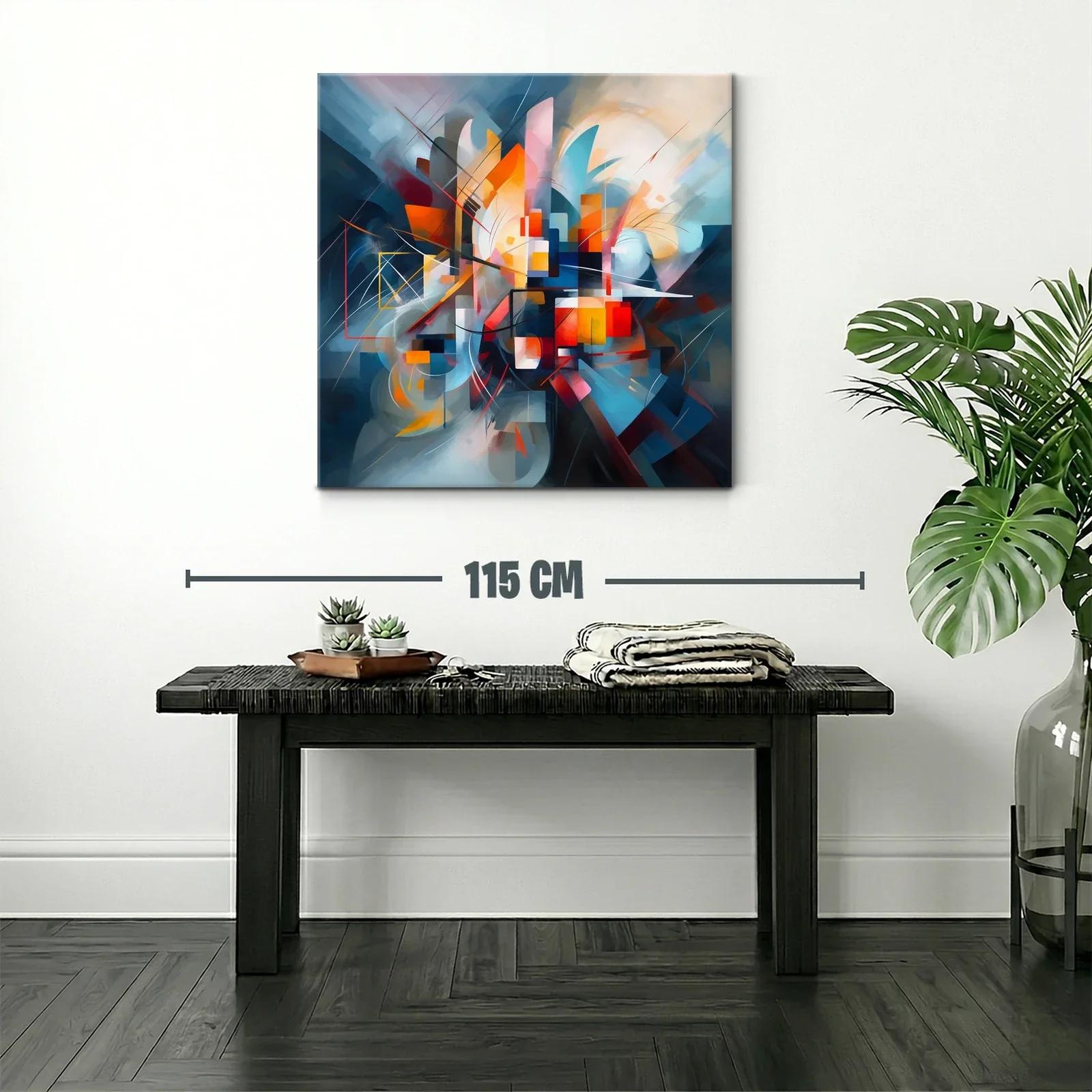 Cuadro abstracto con tonos vibrantes y formas dinámicas — miniatura 2
