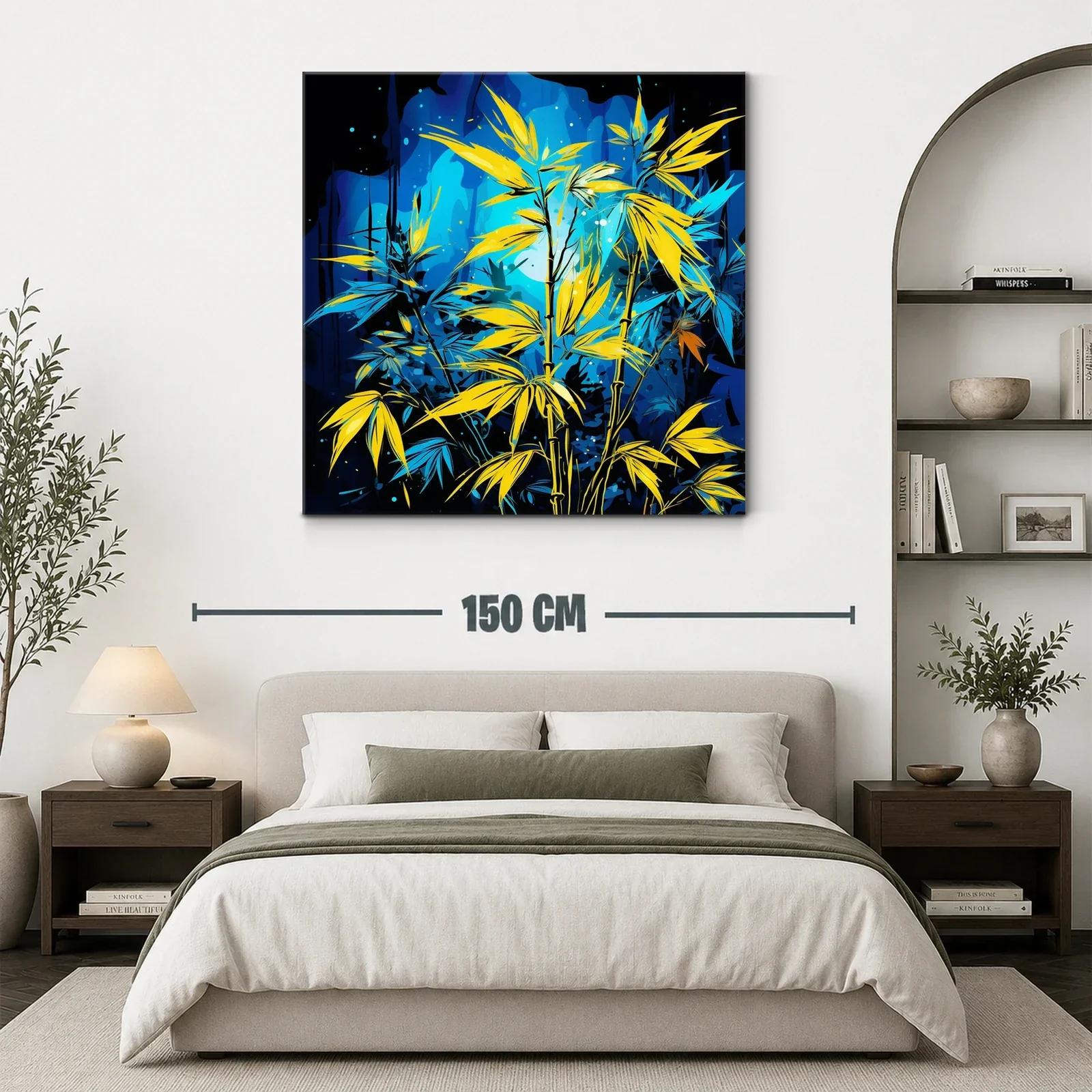 Bambú vibrante con contrastes azul y amarillo intenso — miniatura 3