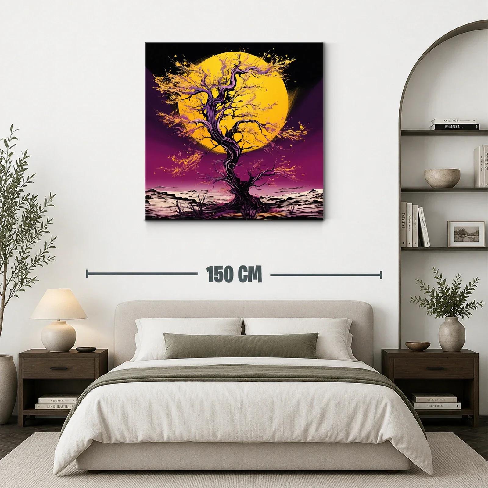 Árbol Fantástico con Luna Amarilla y Cielo Púrpura — miniatura 3