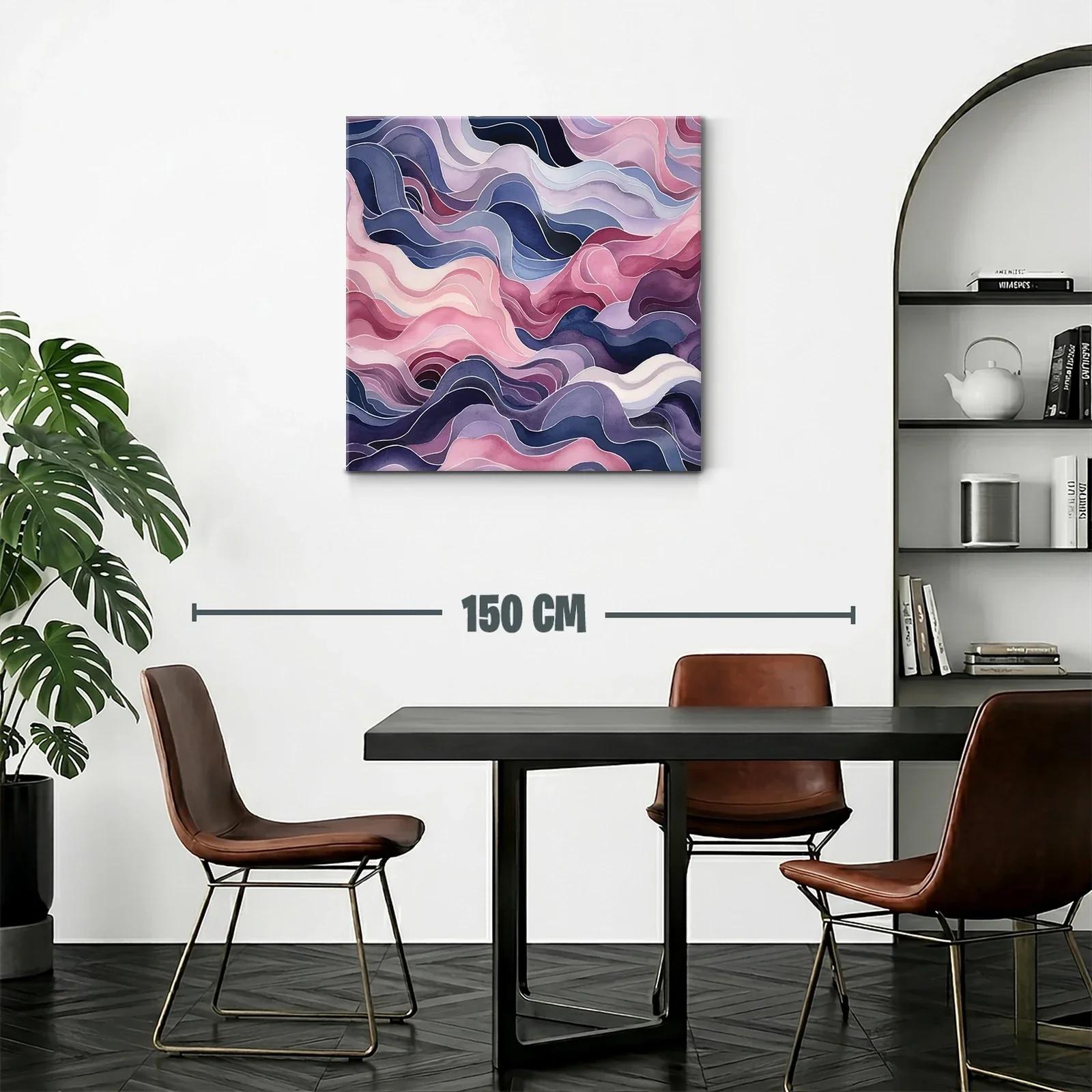 Cuadro abstracto elegante en tonos suaves y ondas fluidas — miniatura 2