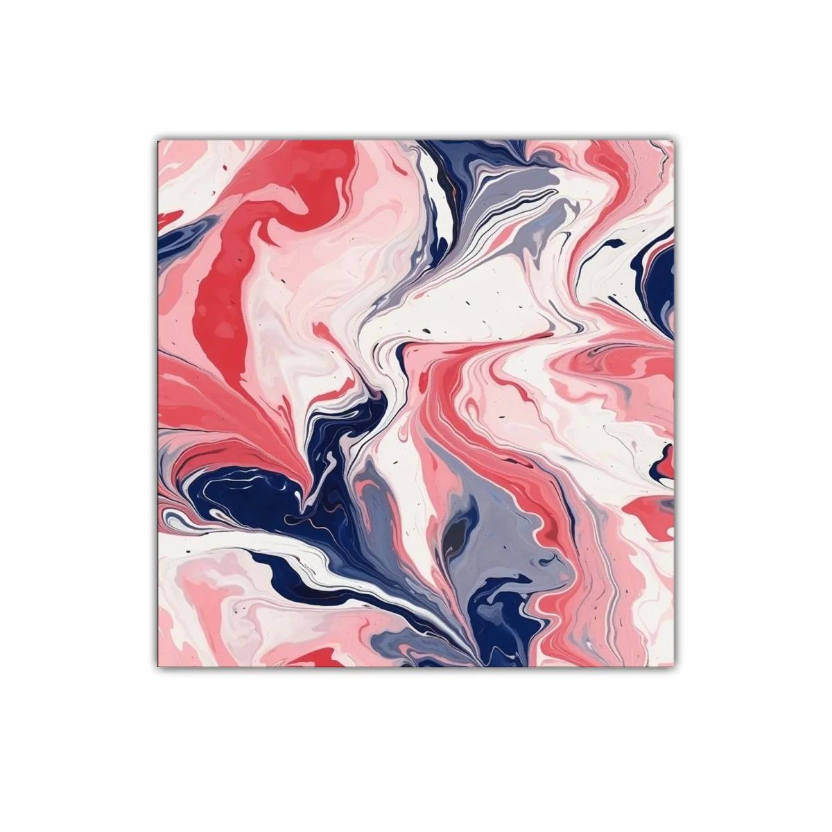 Cuadro abstracto con fluidas formas en tonos rosa y azul — miniatura 1
