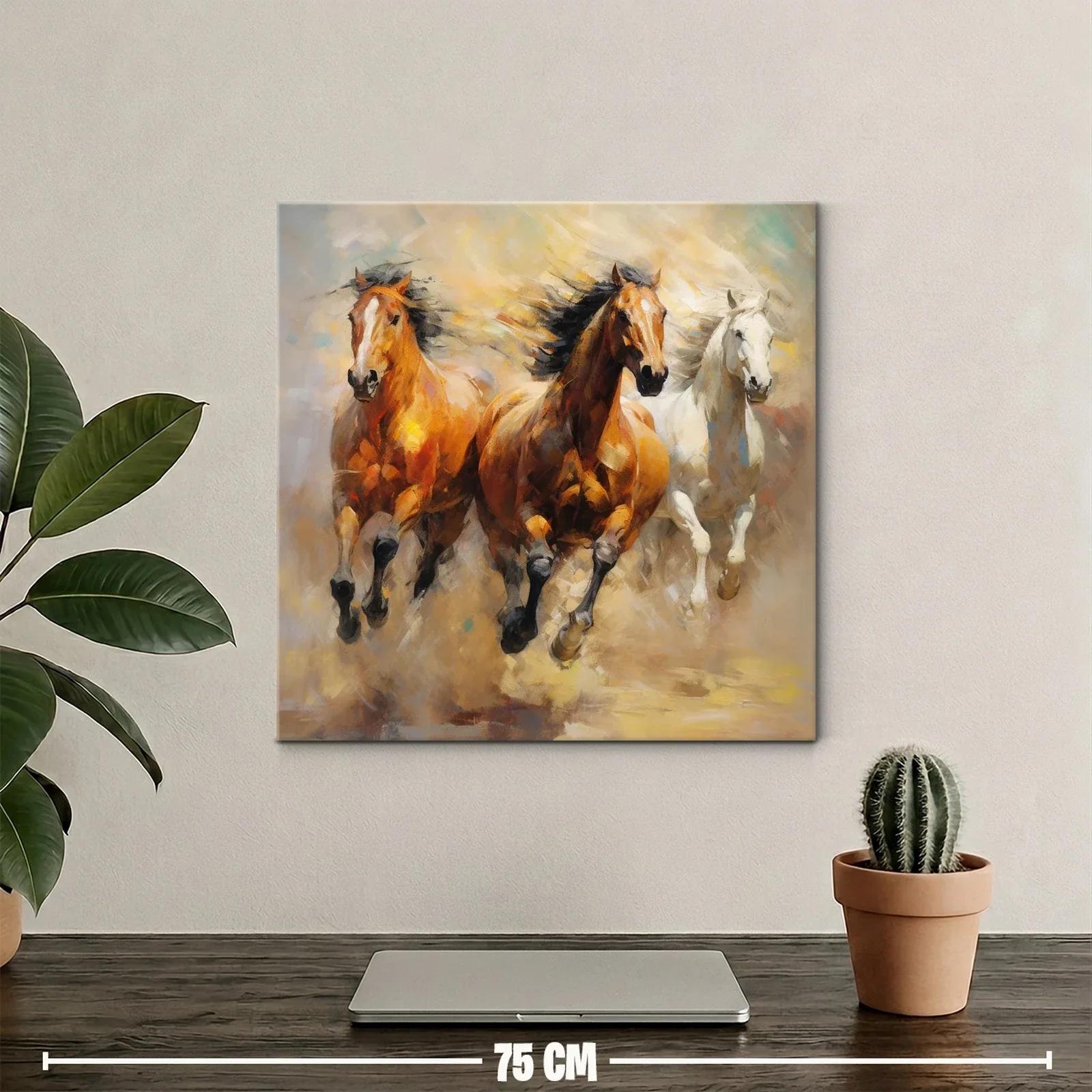 Cuadro de caballos al galope con tonos cálidos y dinámicos — miniatura 2