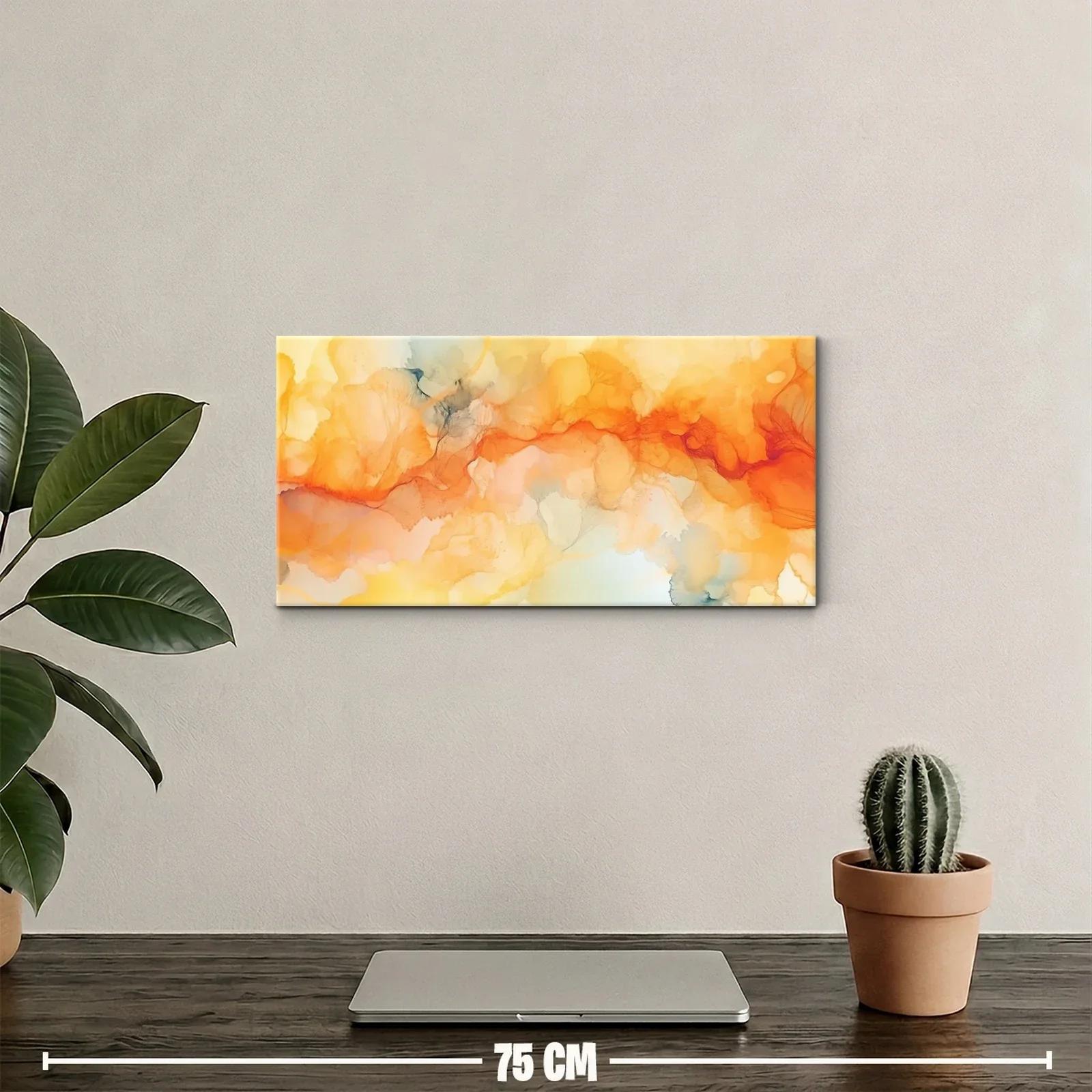Cuadro nubes de tinta naranja y amarilla en formato panorámico — miniatura 2