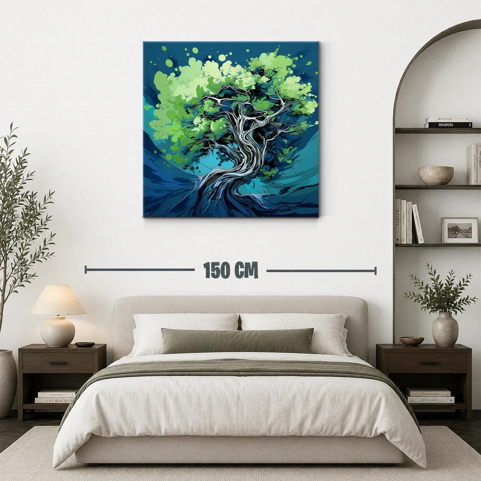 Árbol abstracto con ramas entrelazadas y hojas verdes — miniatura 3