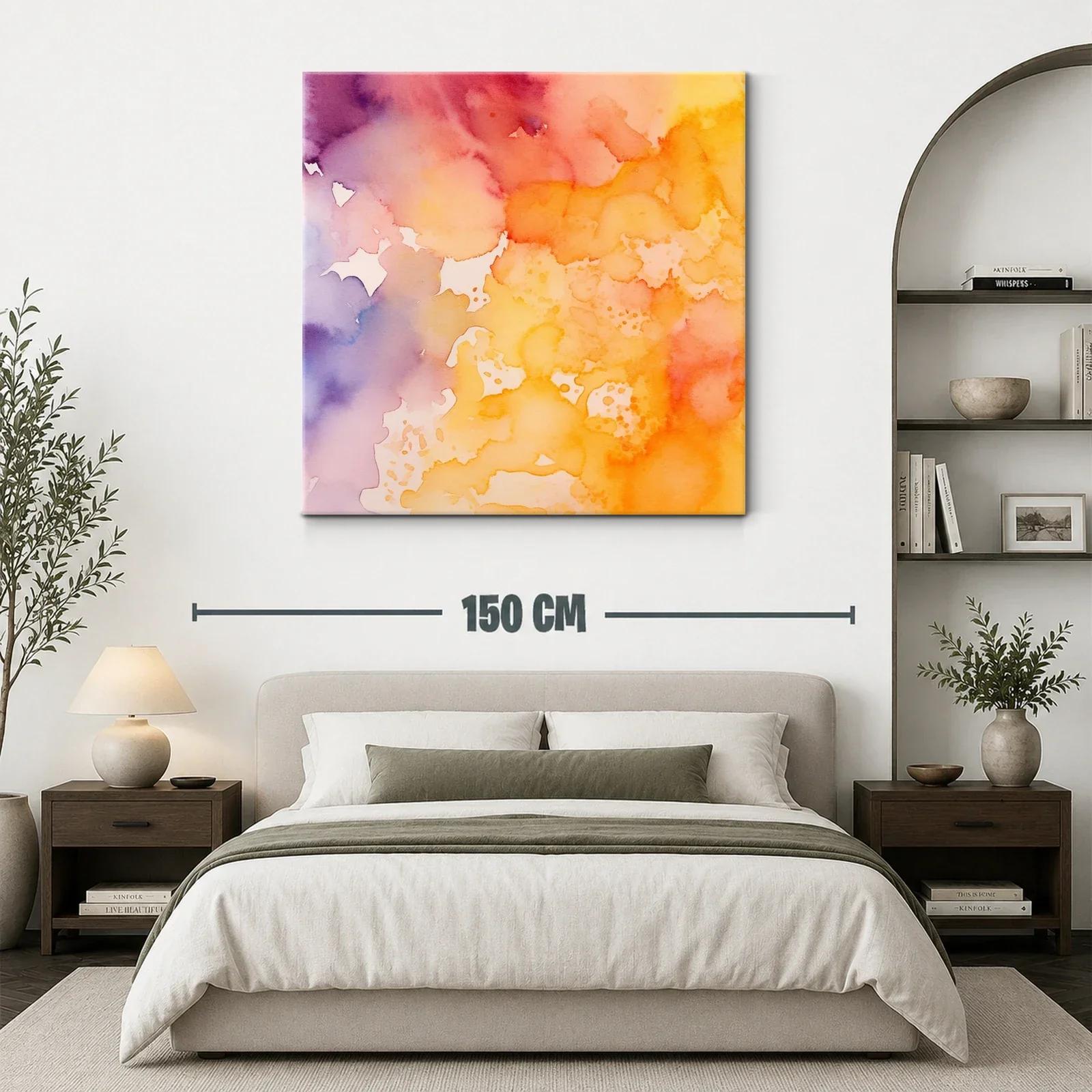 Cuadro abstracto en tonos cálidos y violetas vibrantes — miniatura 3