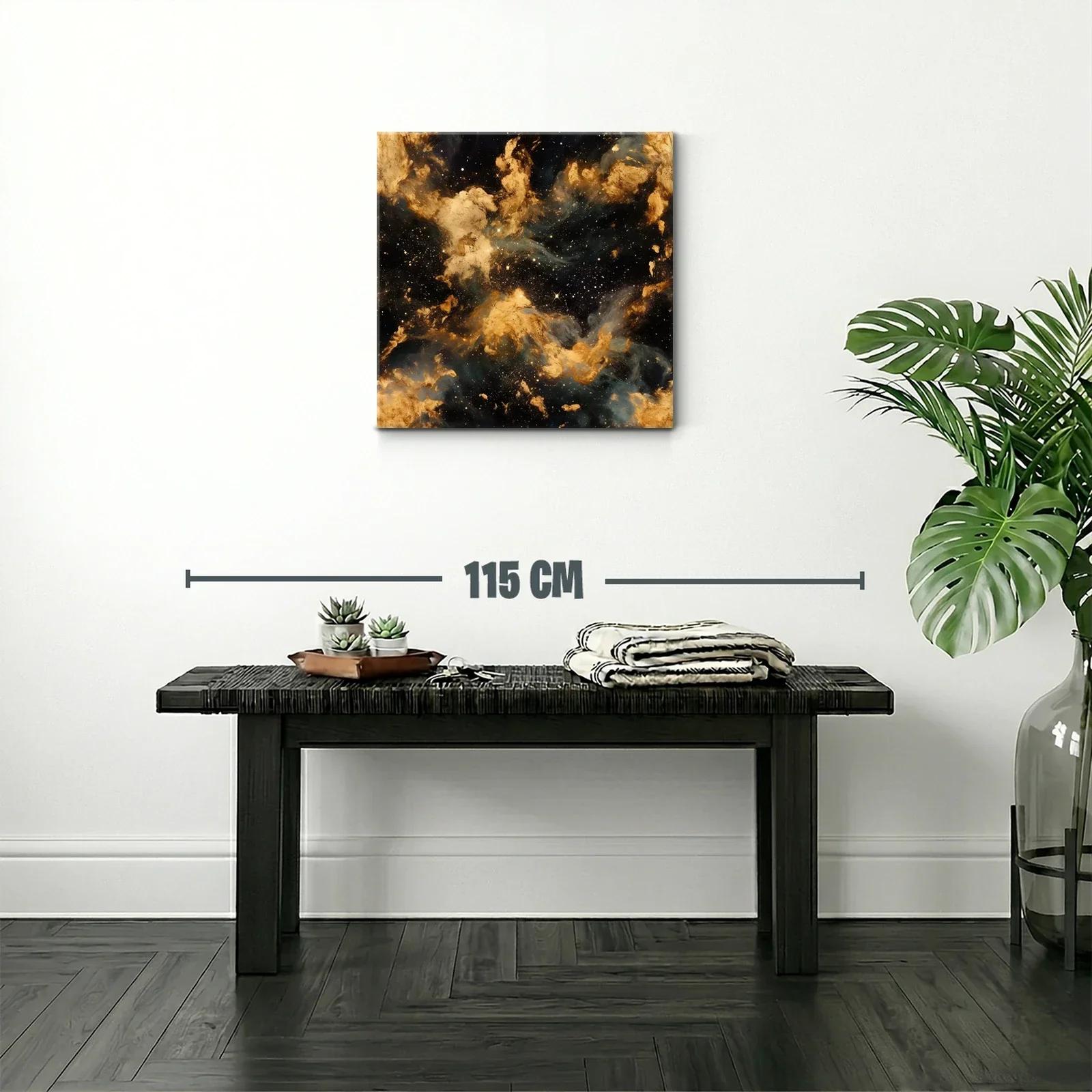 Cuadro Abstracto Nebulosa Dorada con Toques Cósmicos — miniatura 2