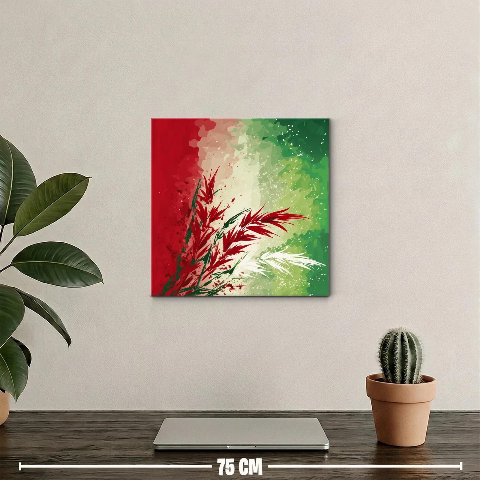Composición abstracta en rojo verde y blanco vibrante — miniatura 2