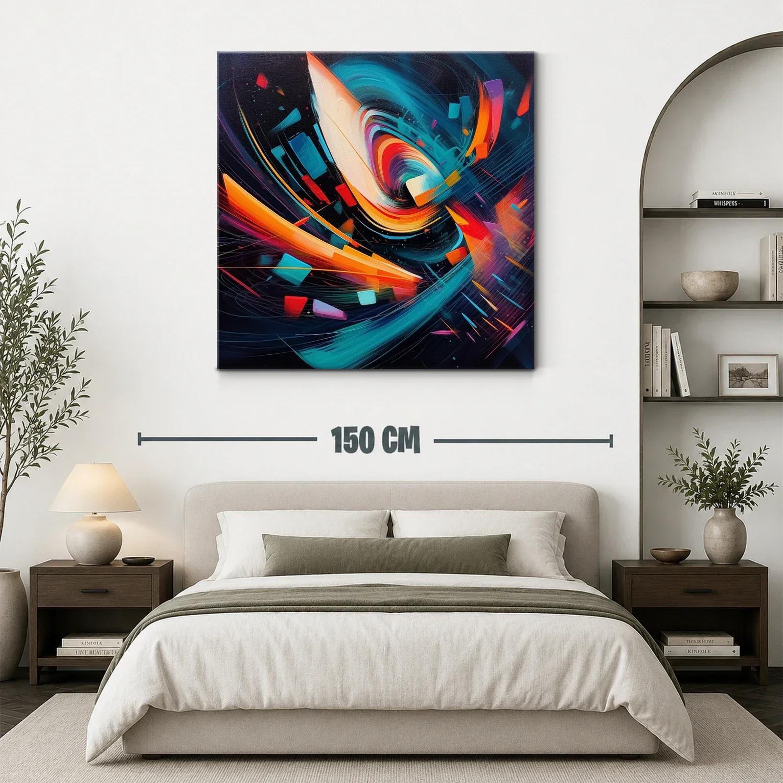Arte abstracto dinámico con vibrantes tonos cálidos y fríos — miniatura 3