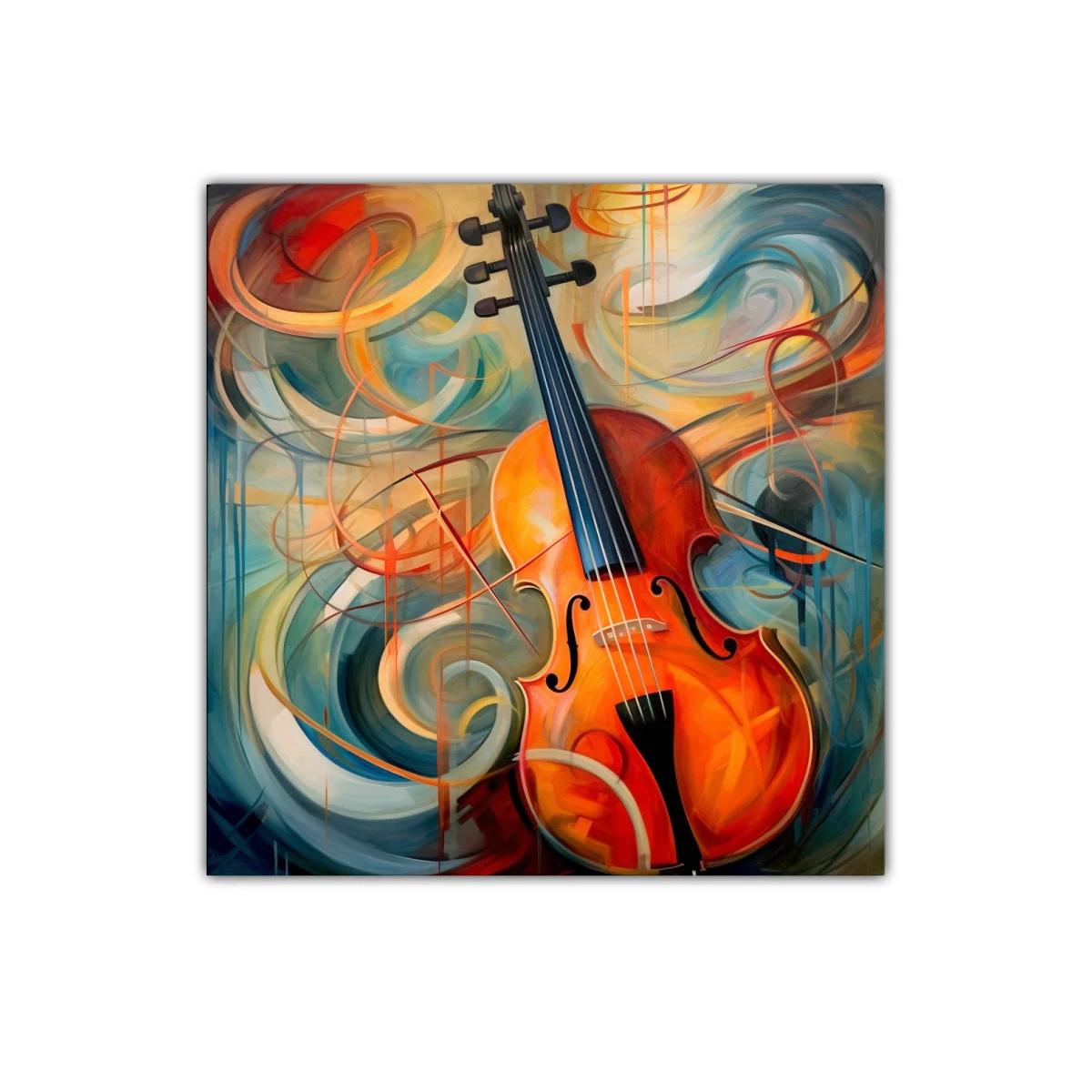 Cuadro decorativo de violín con estilo abstracto y dinámico — miniatura 1