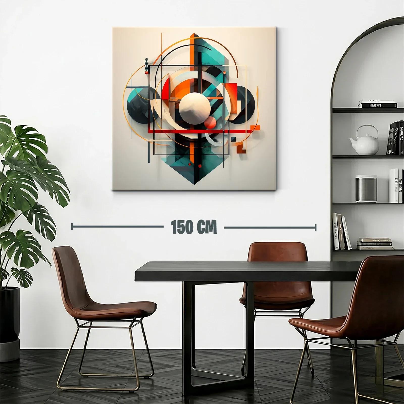 Composición Abstracta Geométrica en Tonos Cálidos y Fríos — miniatura 2