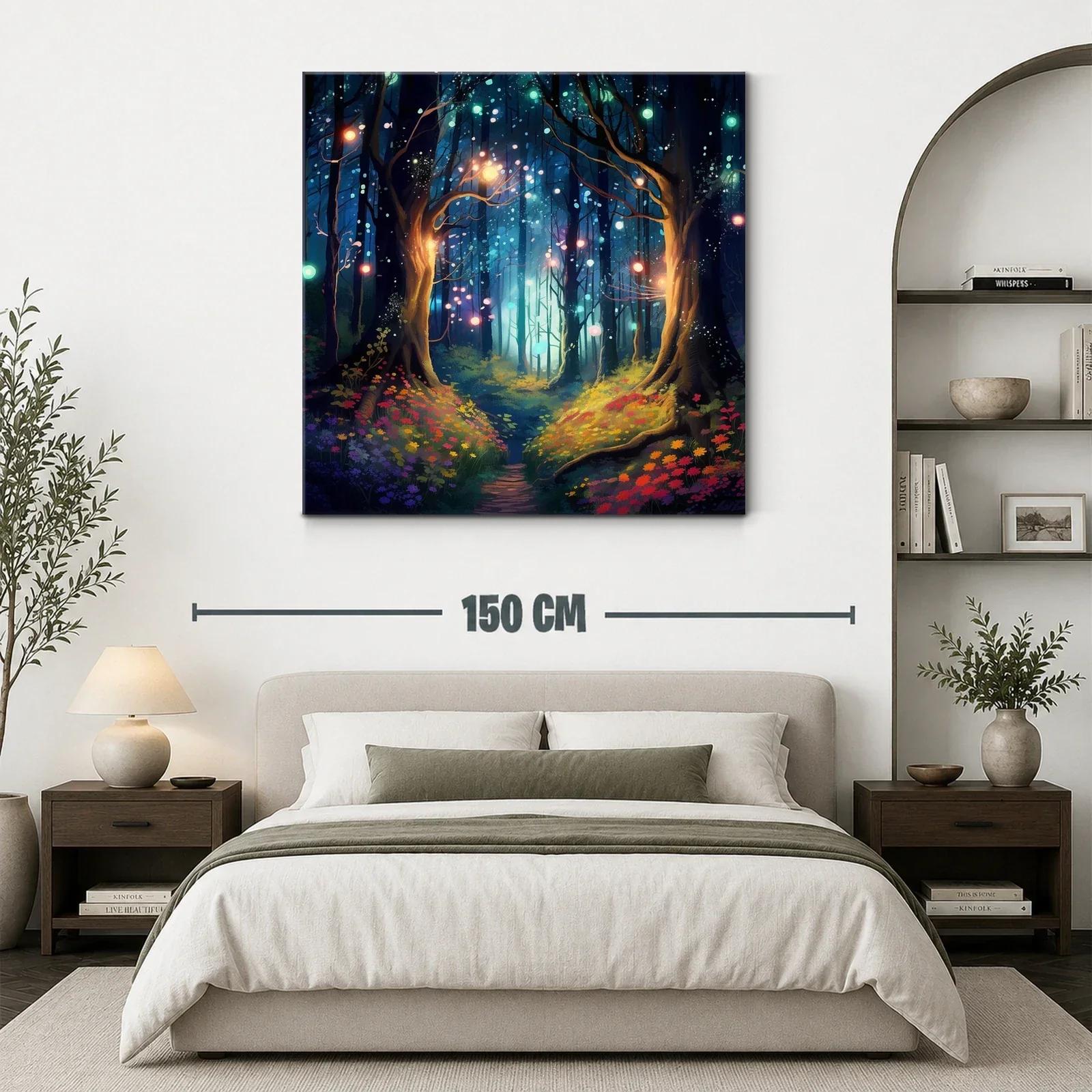 Bosque encantado con luces mágicas y flores vibrantes — miniatura 3