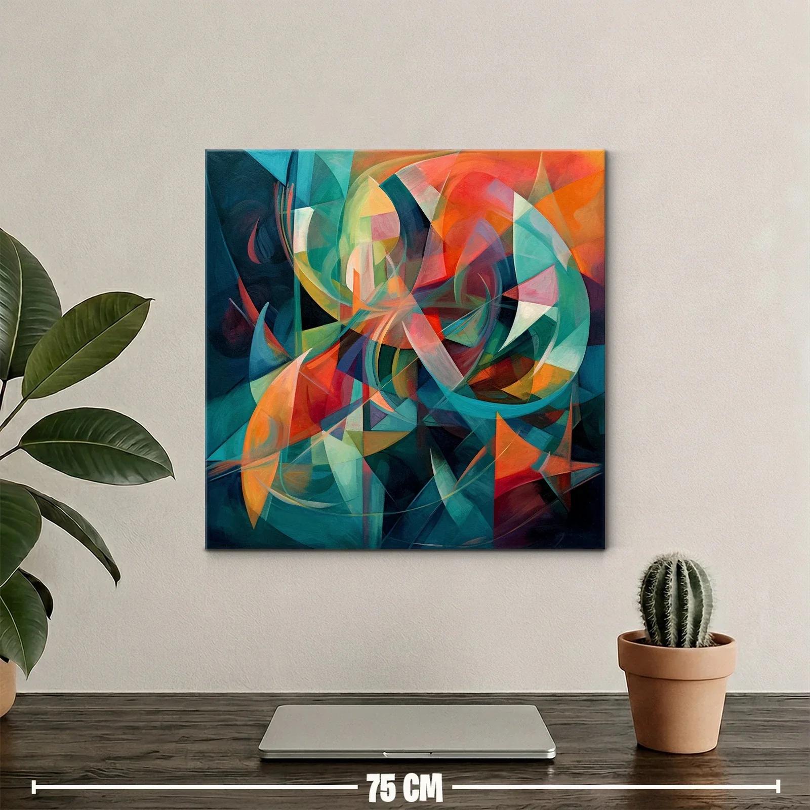 Composición abstracta en tonos cálidos y frescos vibrantes — miniatura 2