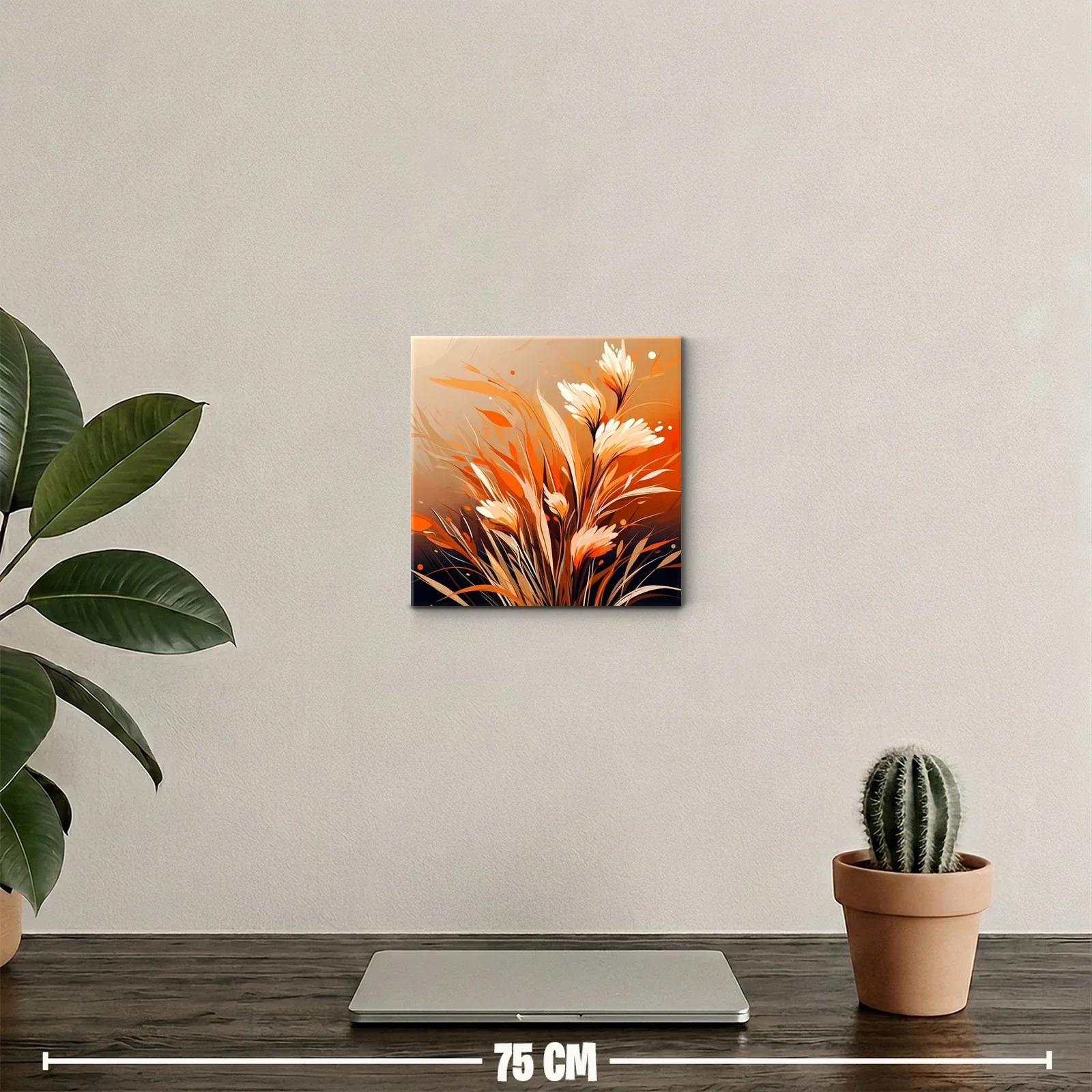 Cuadro decorativo flores abstractas en tonos cálidos — miniatura 2