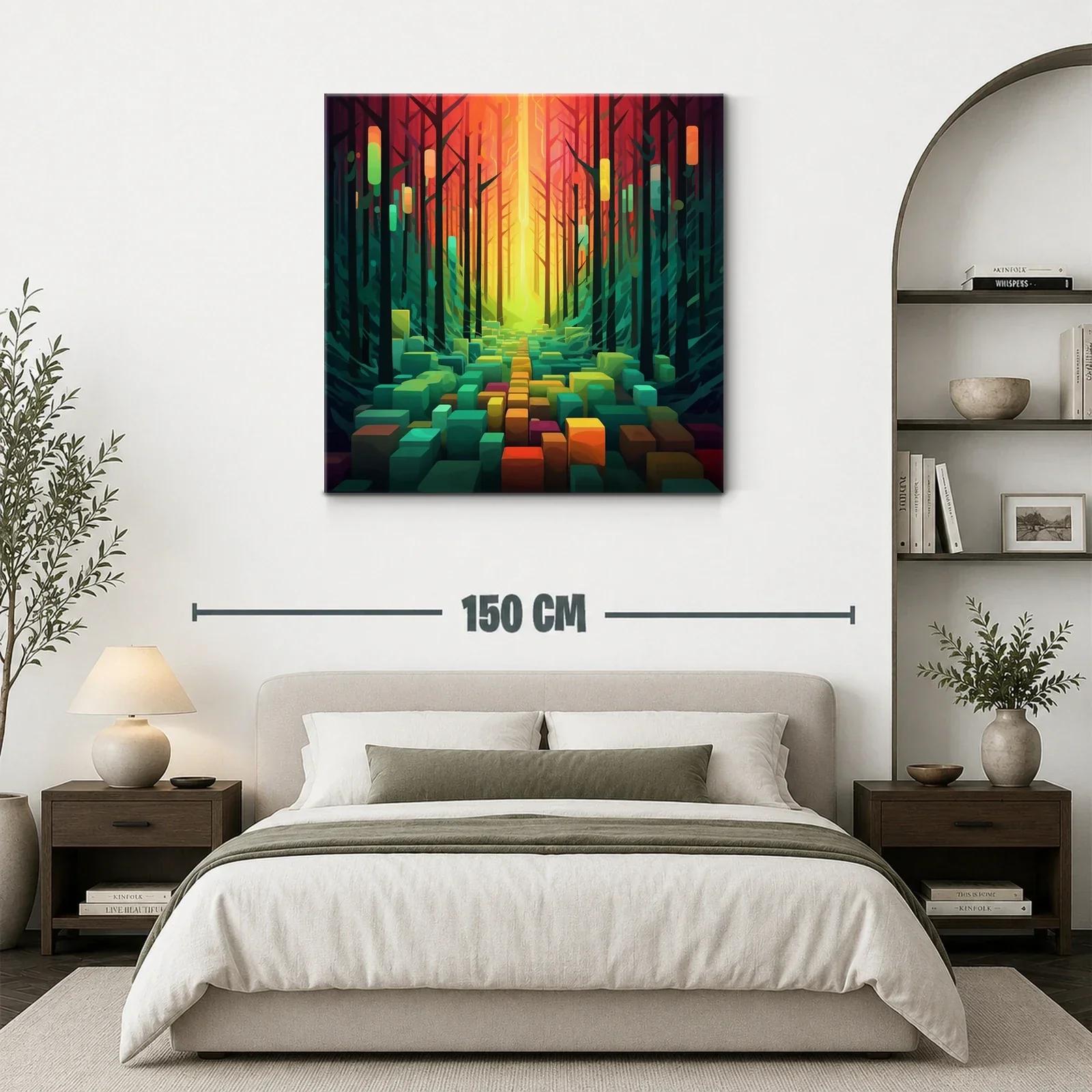 Paisaje abstracto vibrante con bosque y formas geométricas — miniatura 3