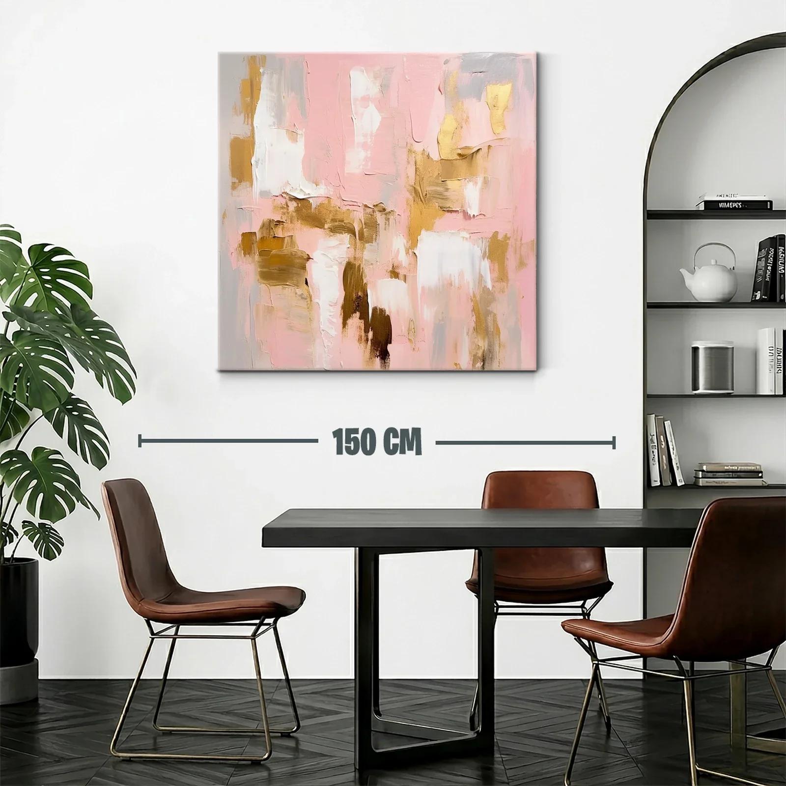 Arte abstracto en tonos rosa y dorado para un ambiente elegante — miniatura 2