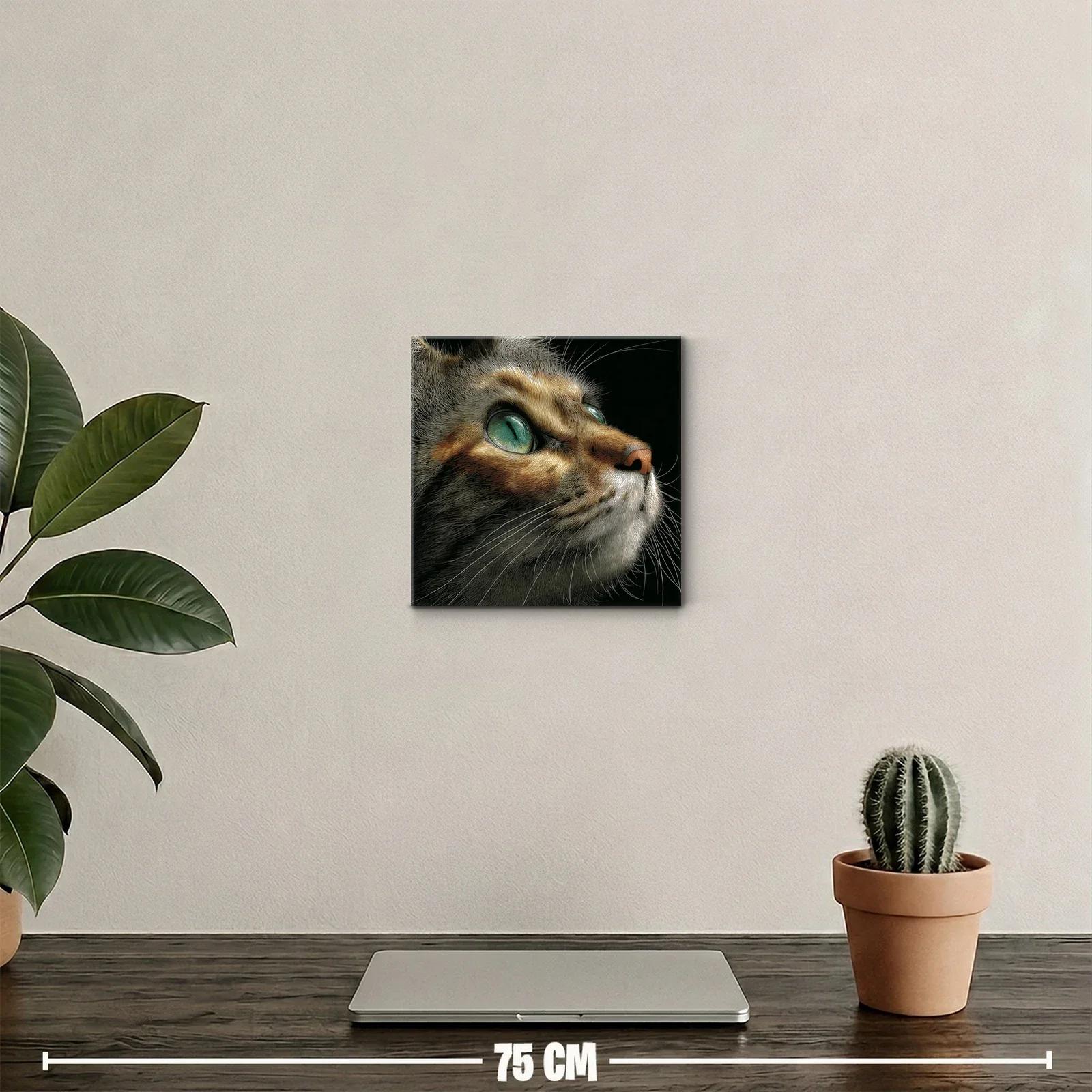 Retrato realista de gato con ojos verdes intensos — miniatura 2