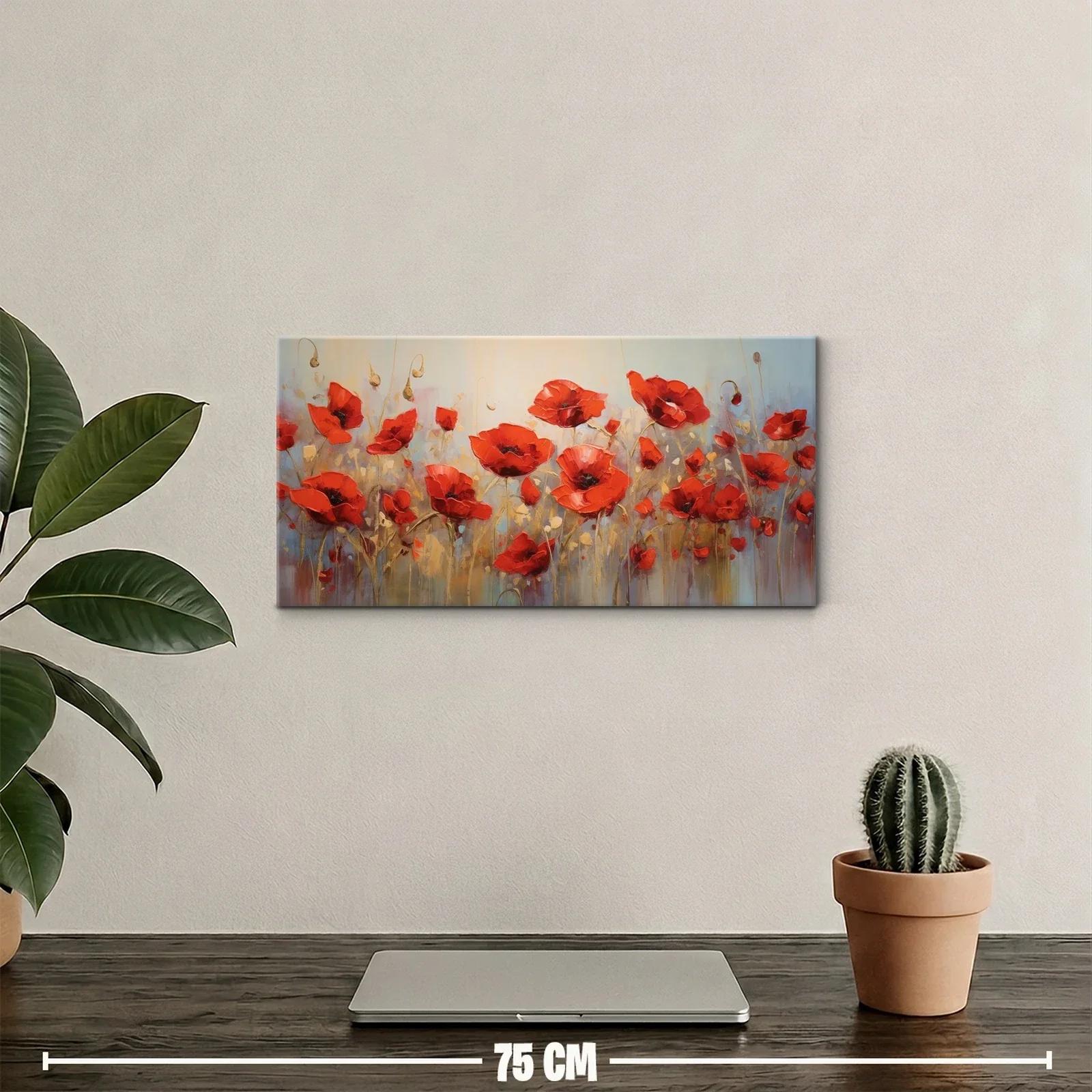 Cuadro amapolas rojas con fondo claro difuminado — miniatura 2