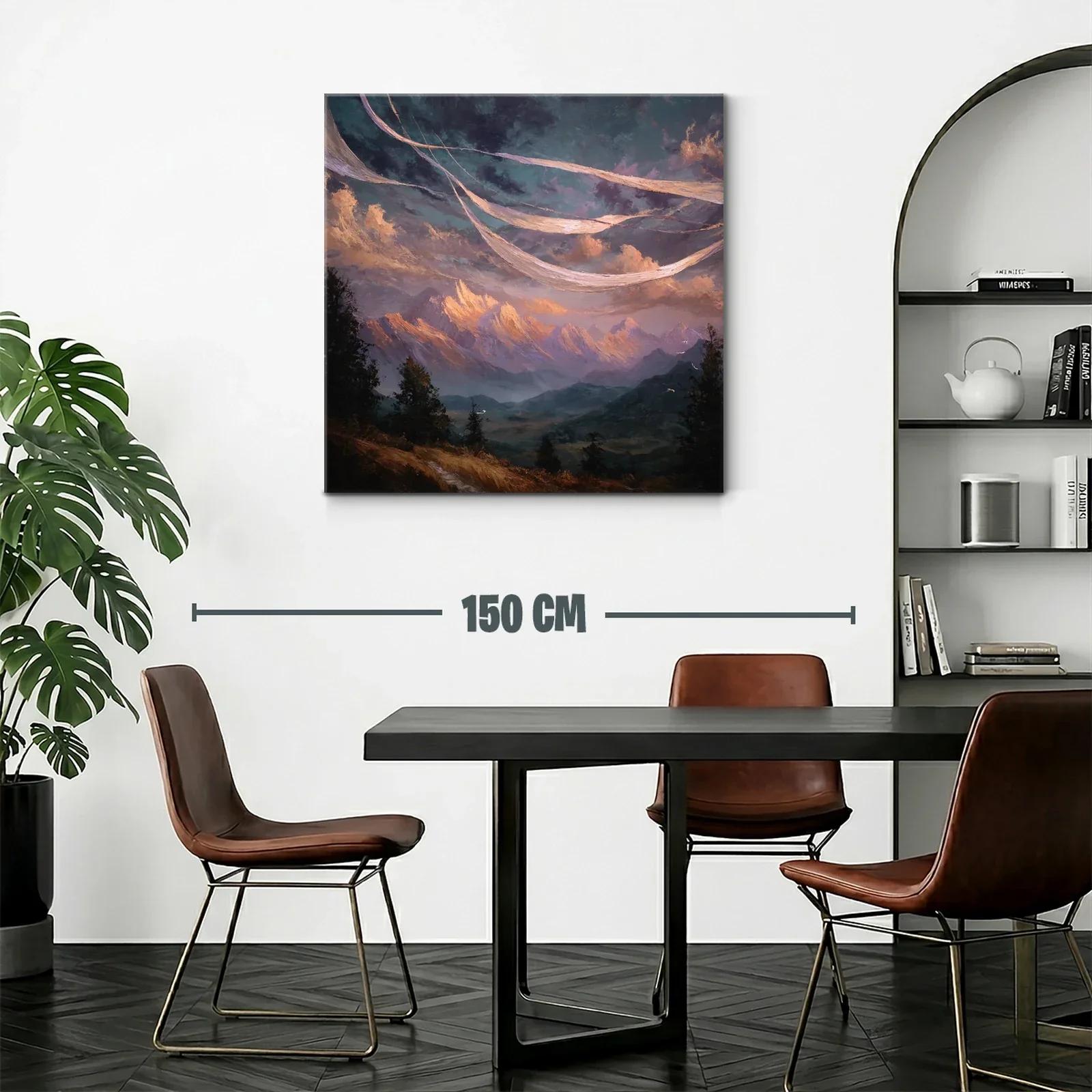 Paisaje montañoso con cielo dramático y nubes cálidas — miniatura 2