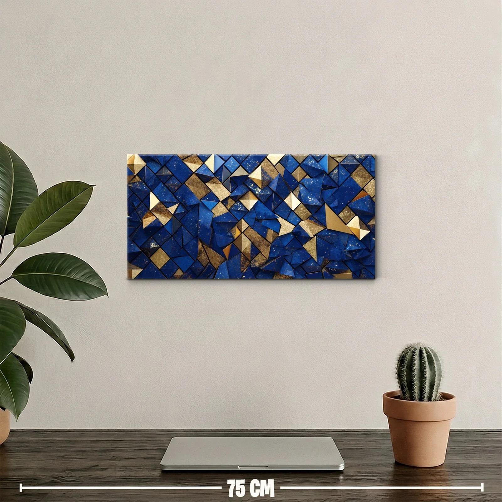 Cuadro mosaico geométrico azul y dorado — miniatura 2