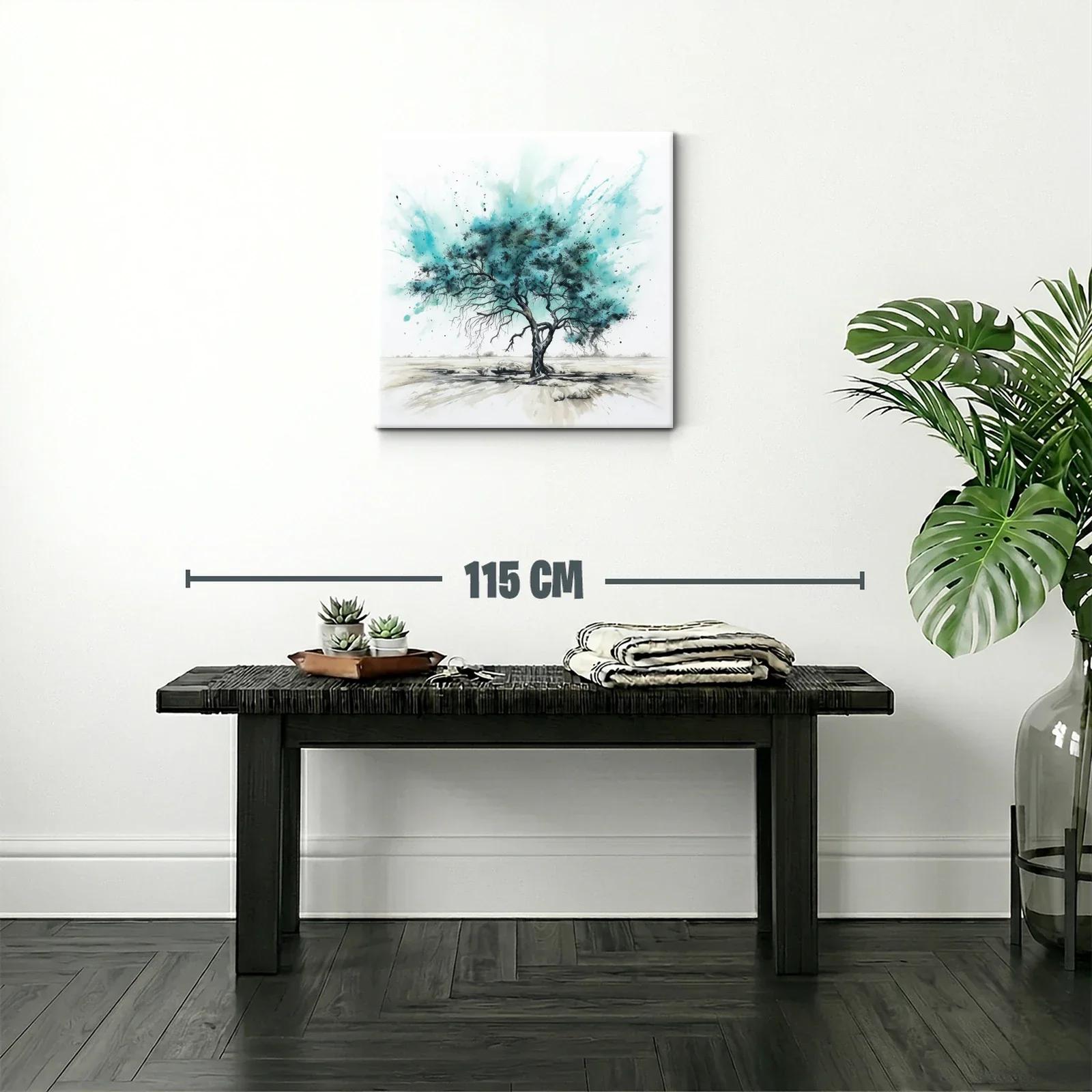 Árbol solitario con vibrantes tonos turquesa y negro — miniatura 2