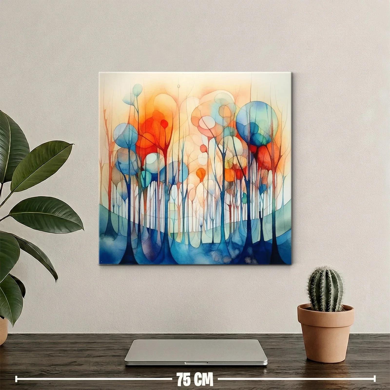 Bosque abstracto en tonos cálidos y fríos vibrantes — miniatura 2